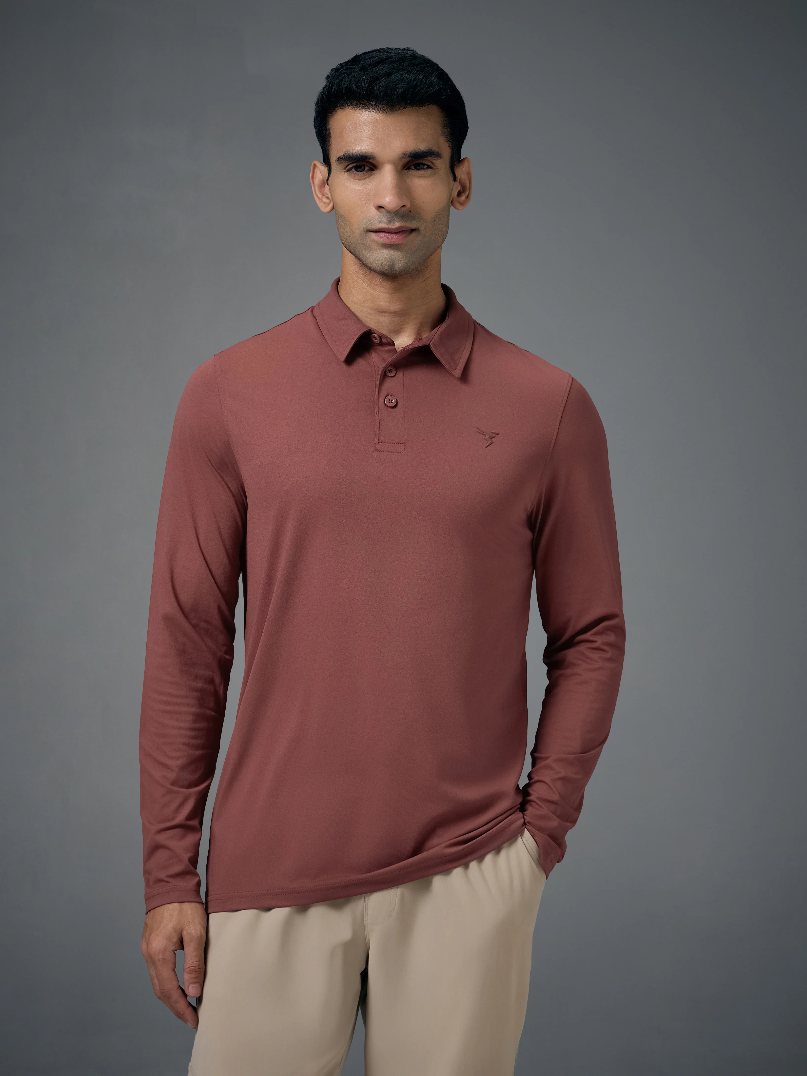 Men Solid Slim Fit Polo T-shirt with COTFLEX - Image 2