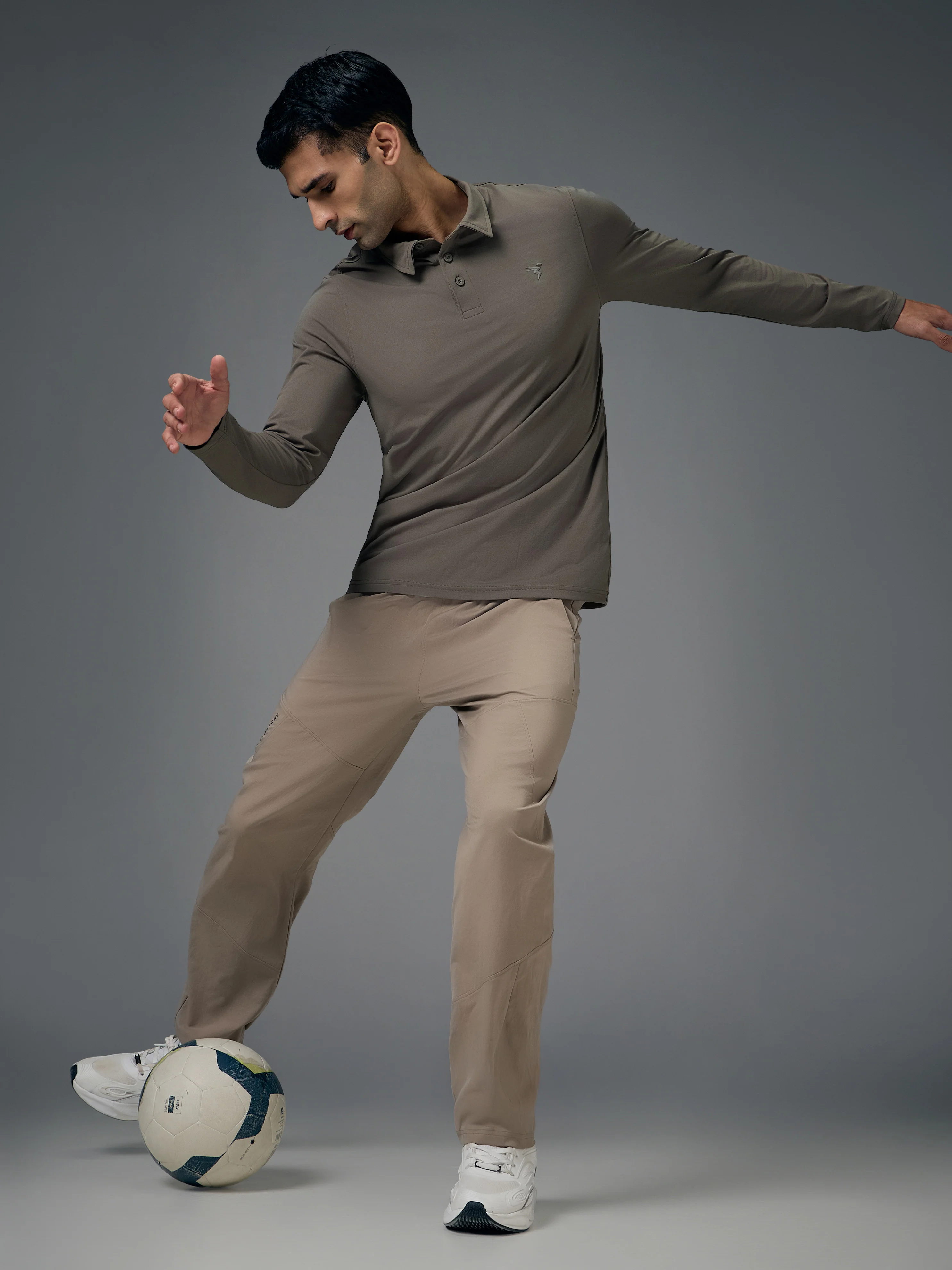 Men Solid Slim Fit Polo T-shirt with COTFLEX - Image 2