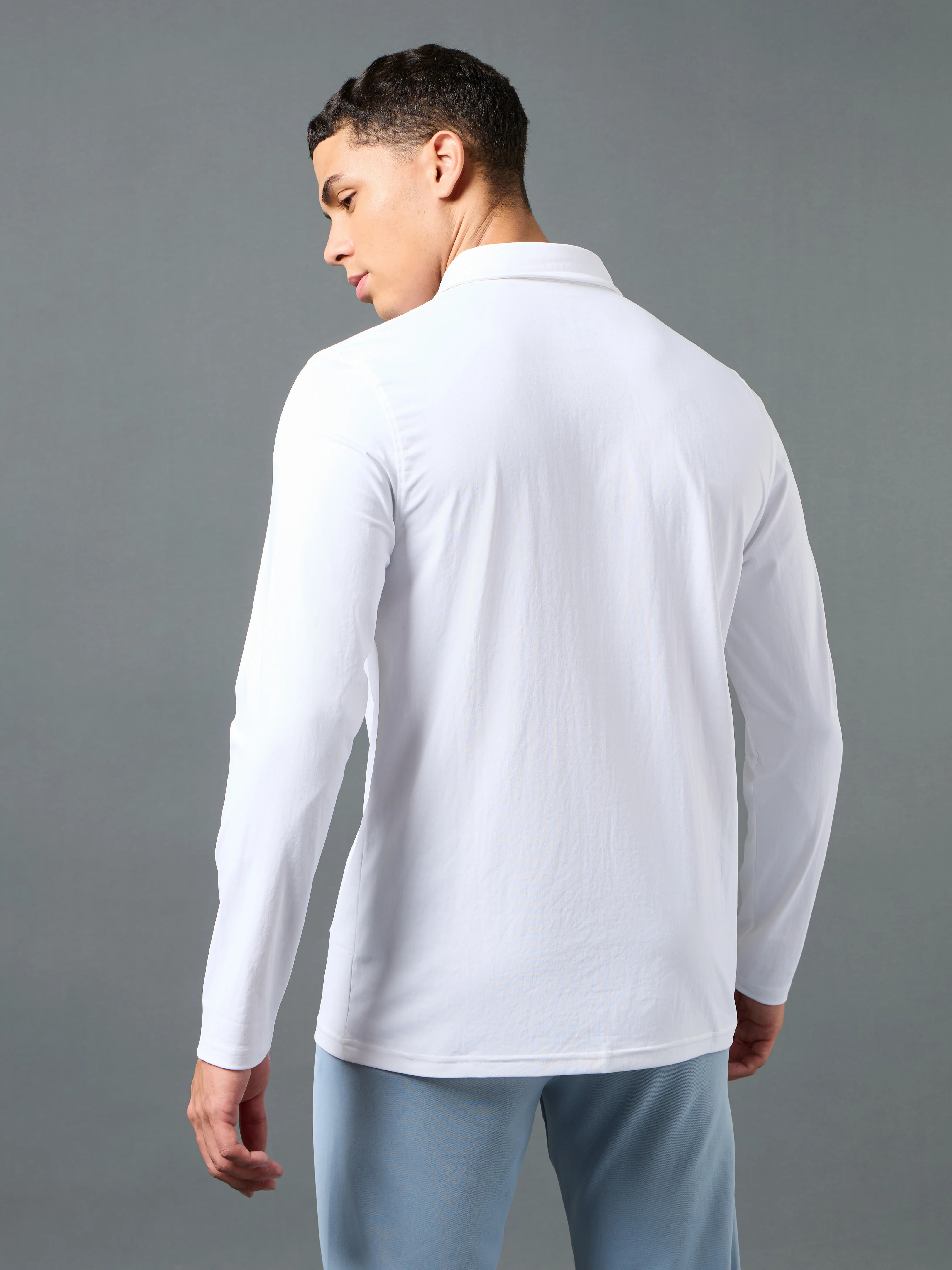 Men Solid Slim Fit Polo T-shirt with COTFLEX - Image 3