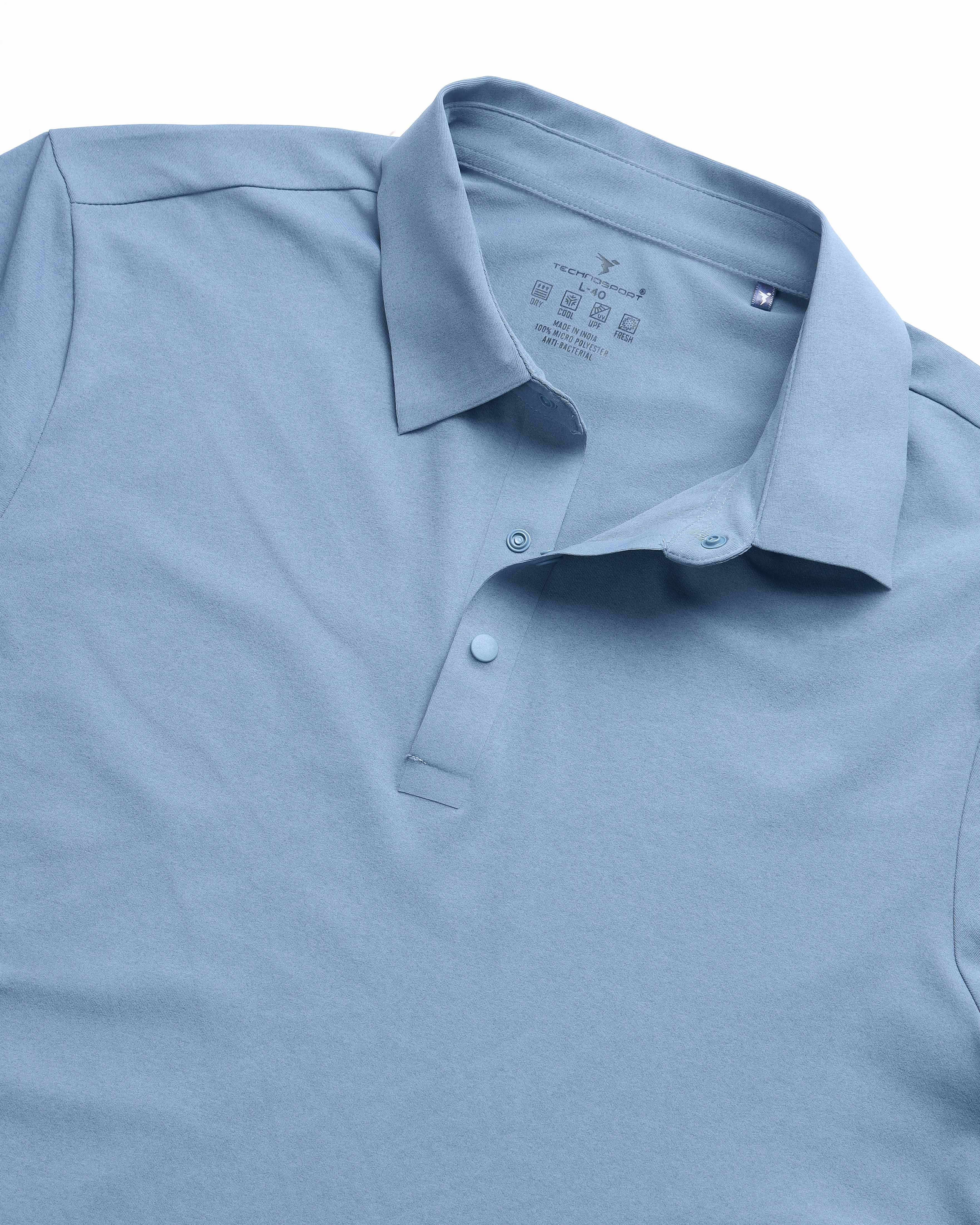 Men Solid Slim Fit Polo T-shirt with COTFLEX - Image 7