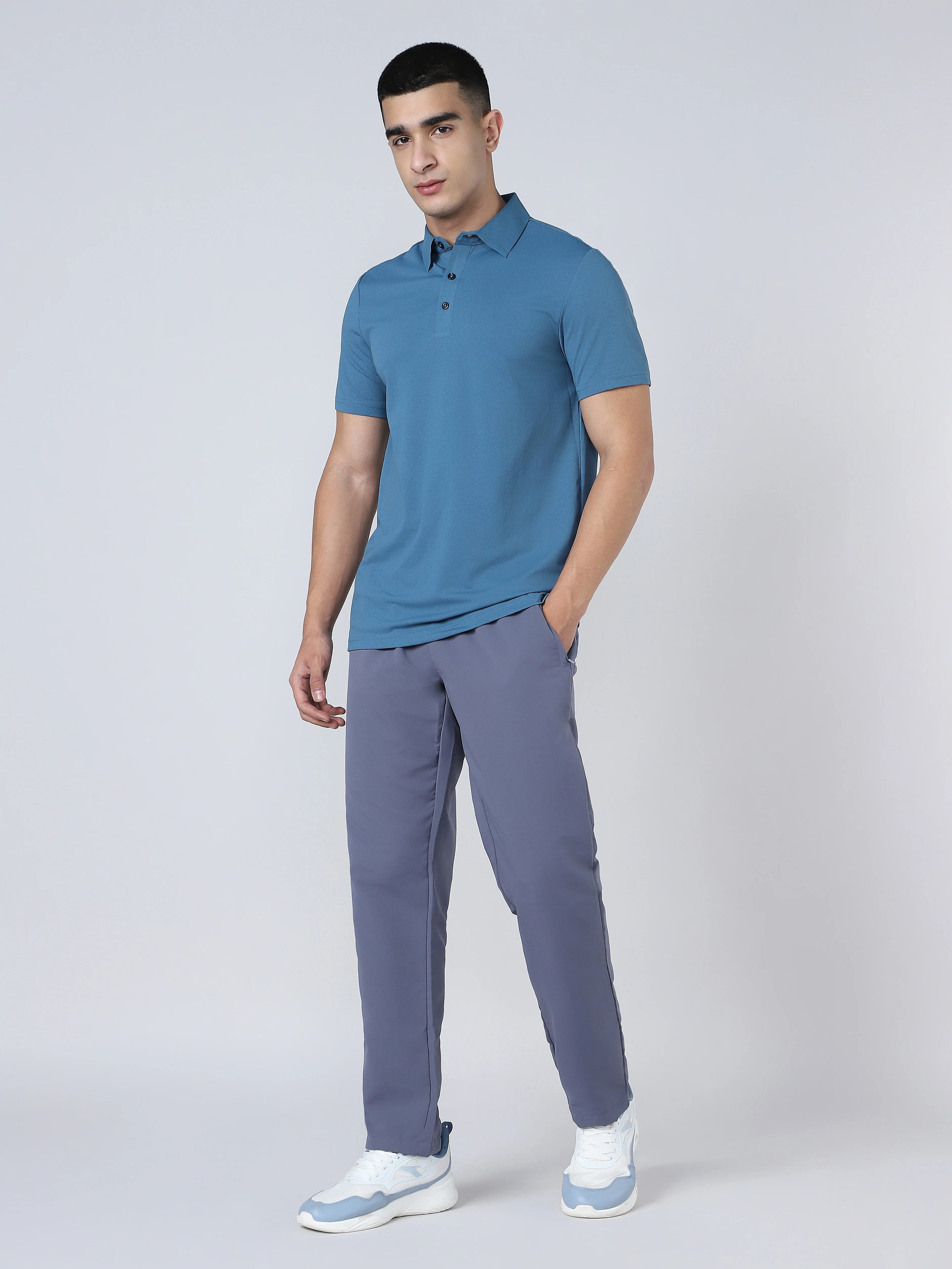 Men Solid Slim Fit Polo T-shirt with COTFLEX - Image 6