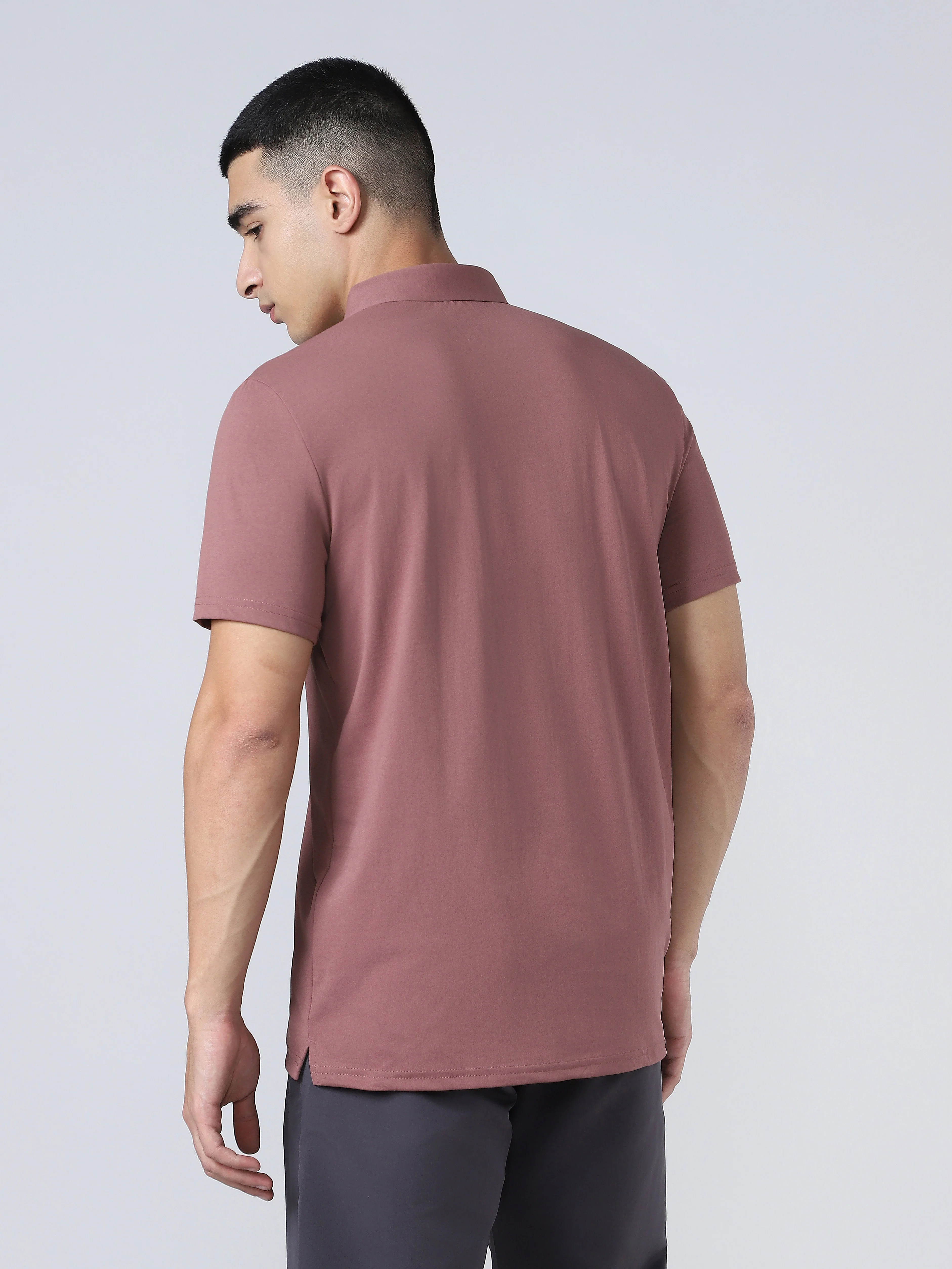 Men Solid Slim Fit Polo T-shirt with COTFLEX - Image 3