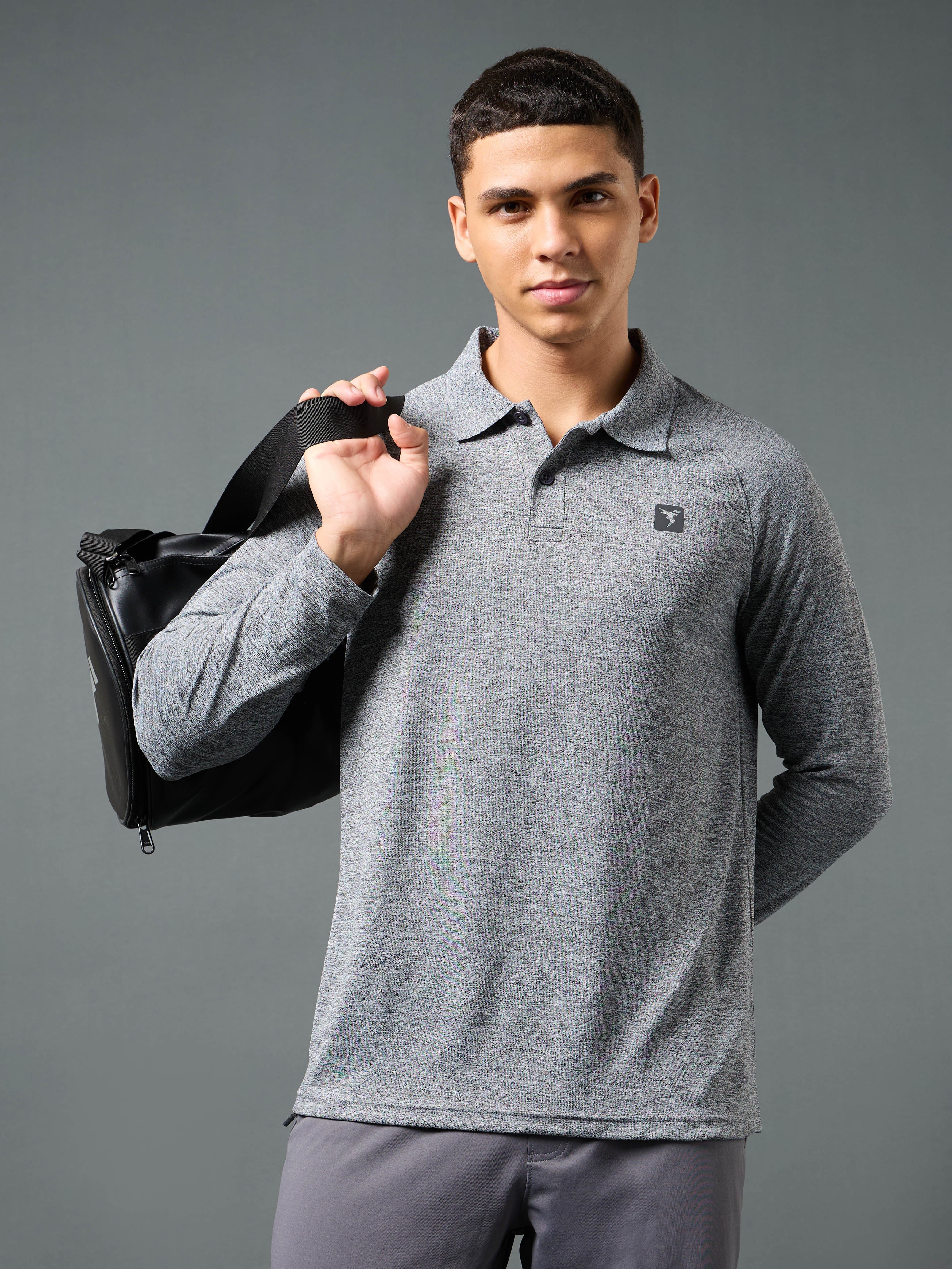 Men Solid Slim Fit Polo T-shirt with DOUBLE COOL - Image 2