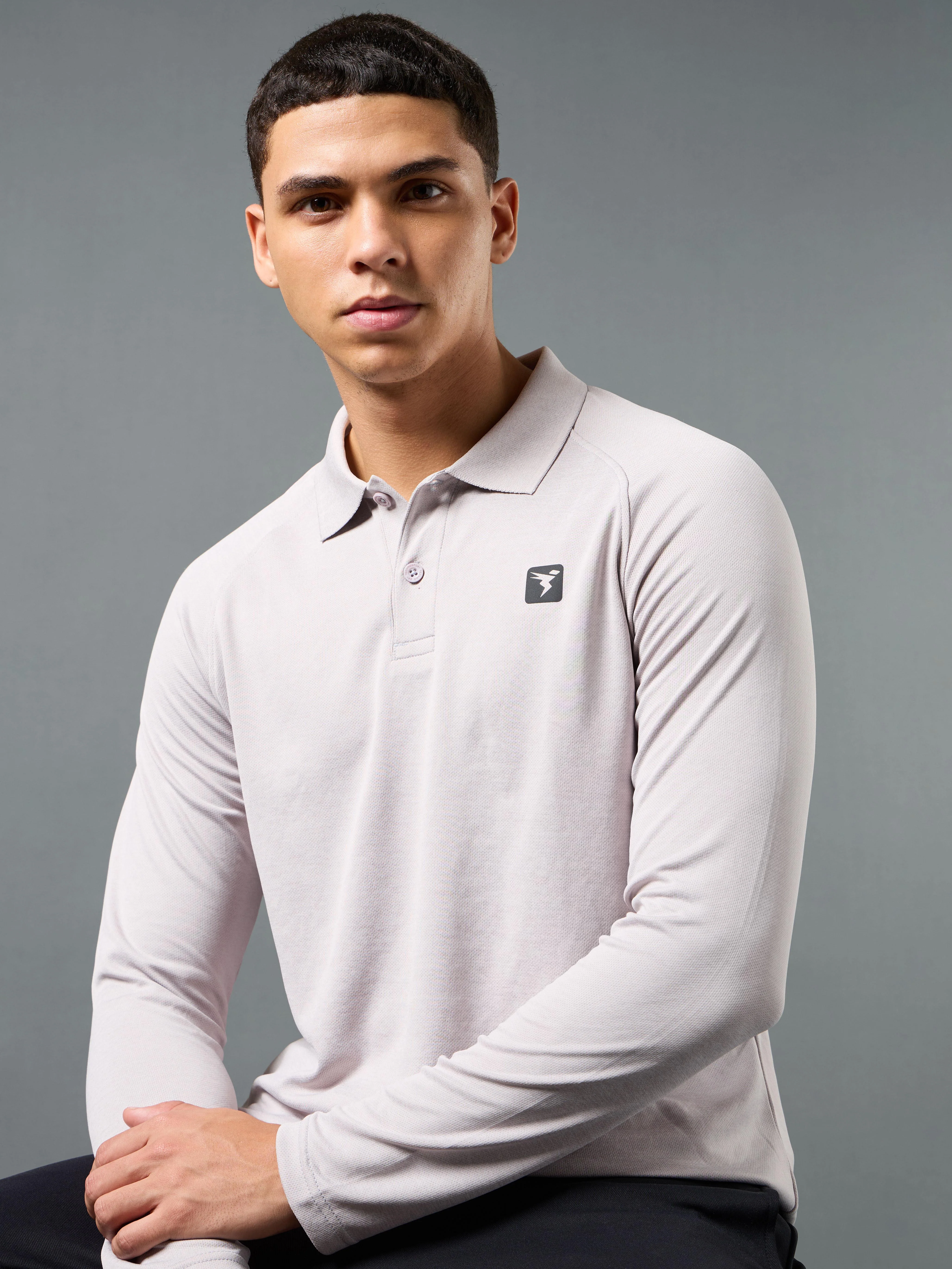 Men Solid Slim Fit Polo T-shirt with DOUBLE COOL