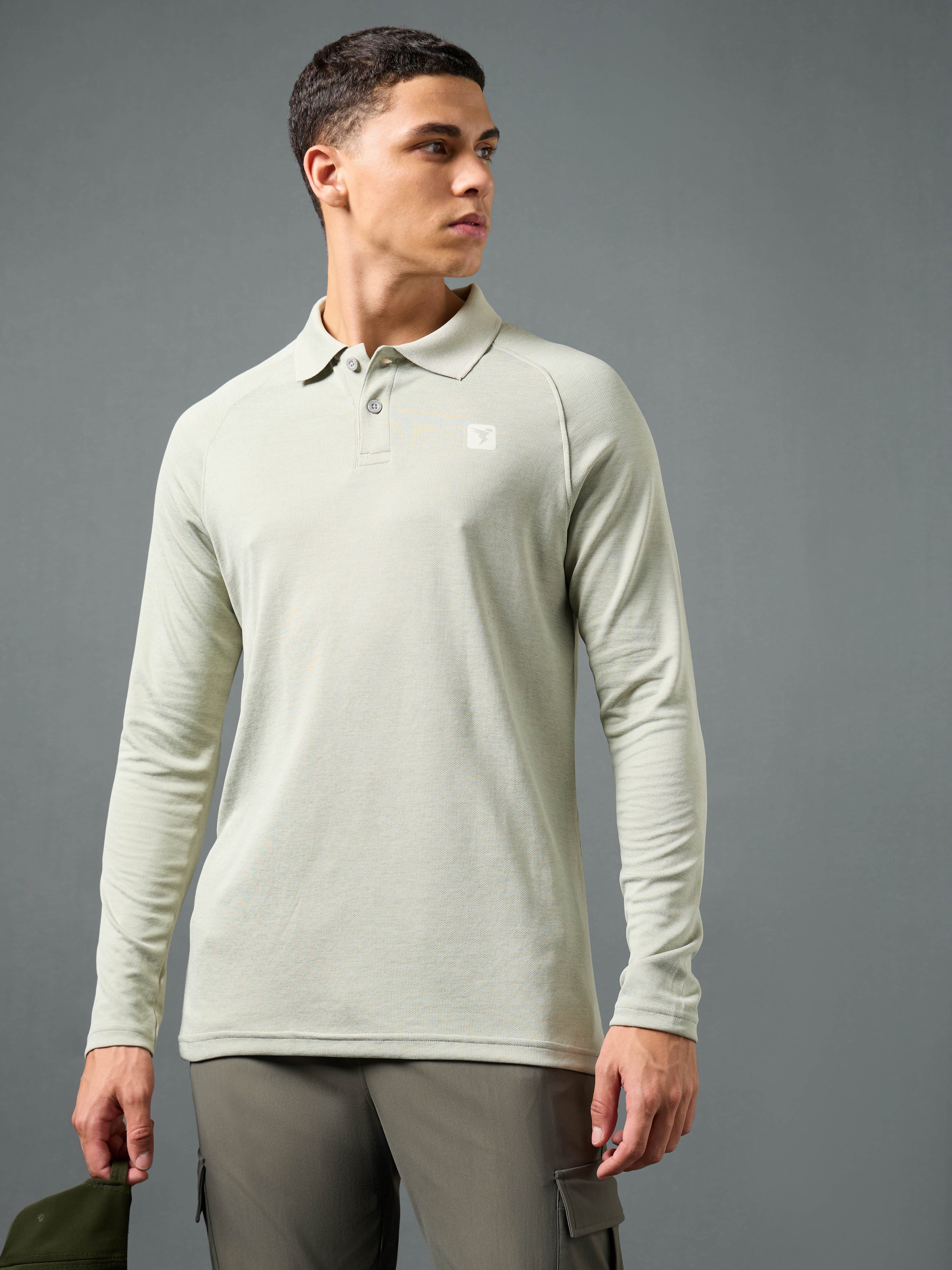 Men Solid Slim Fit Polo T-shirt with DOUBLE COOL
