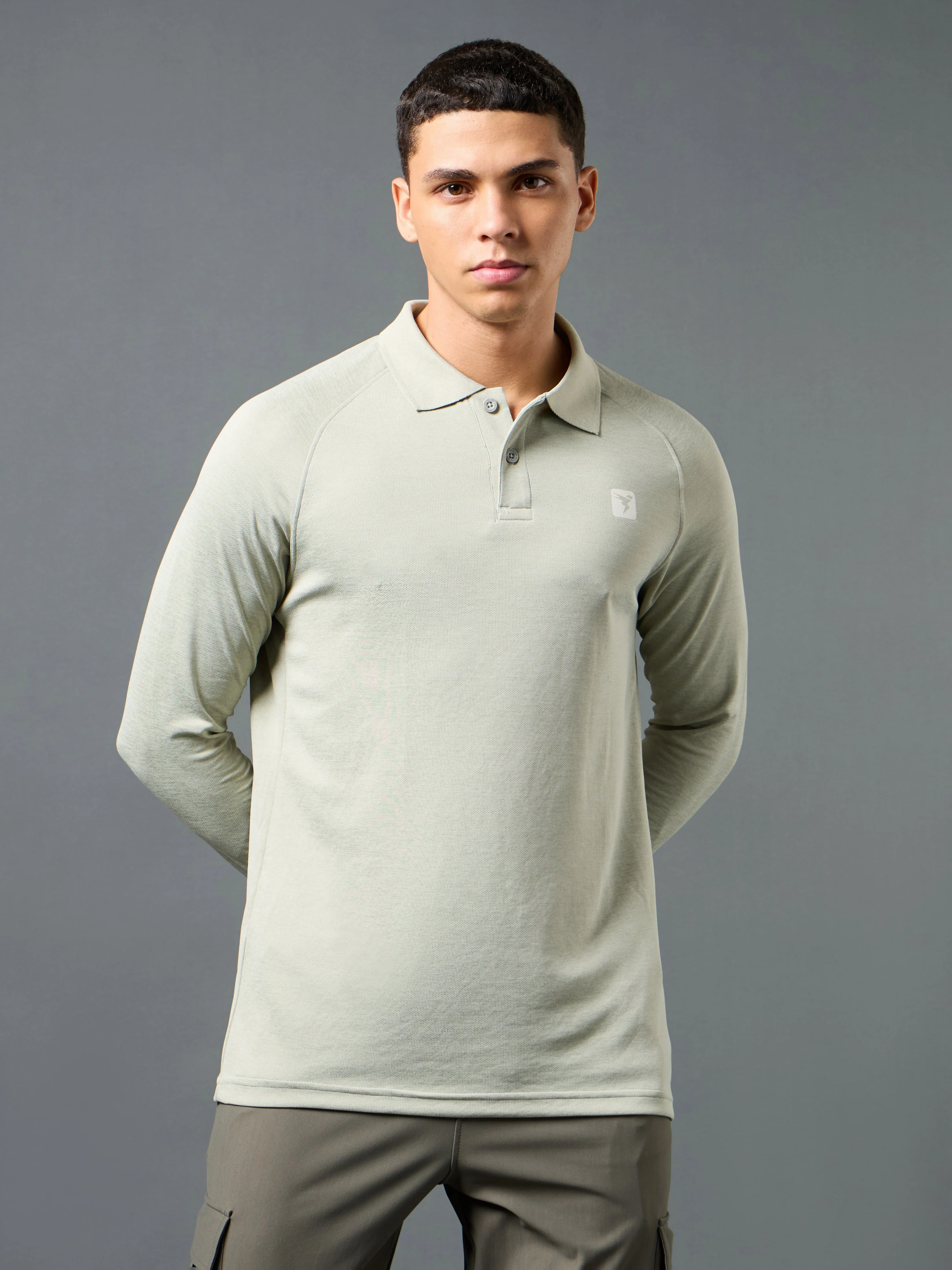 Men Solid Slim Fit Polo T-shirt with DOUBLE COOL - Image 2