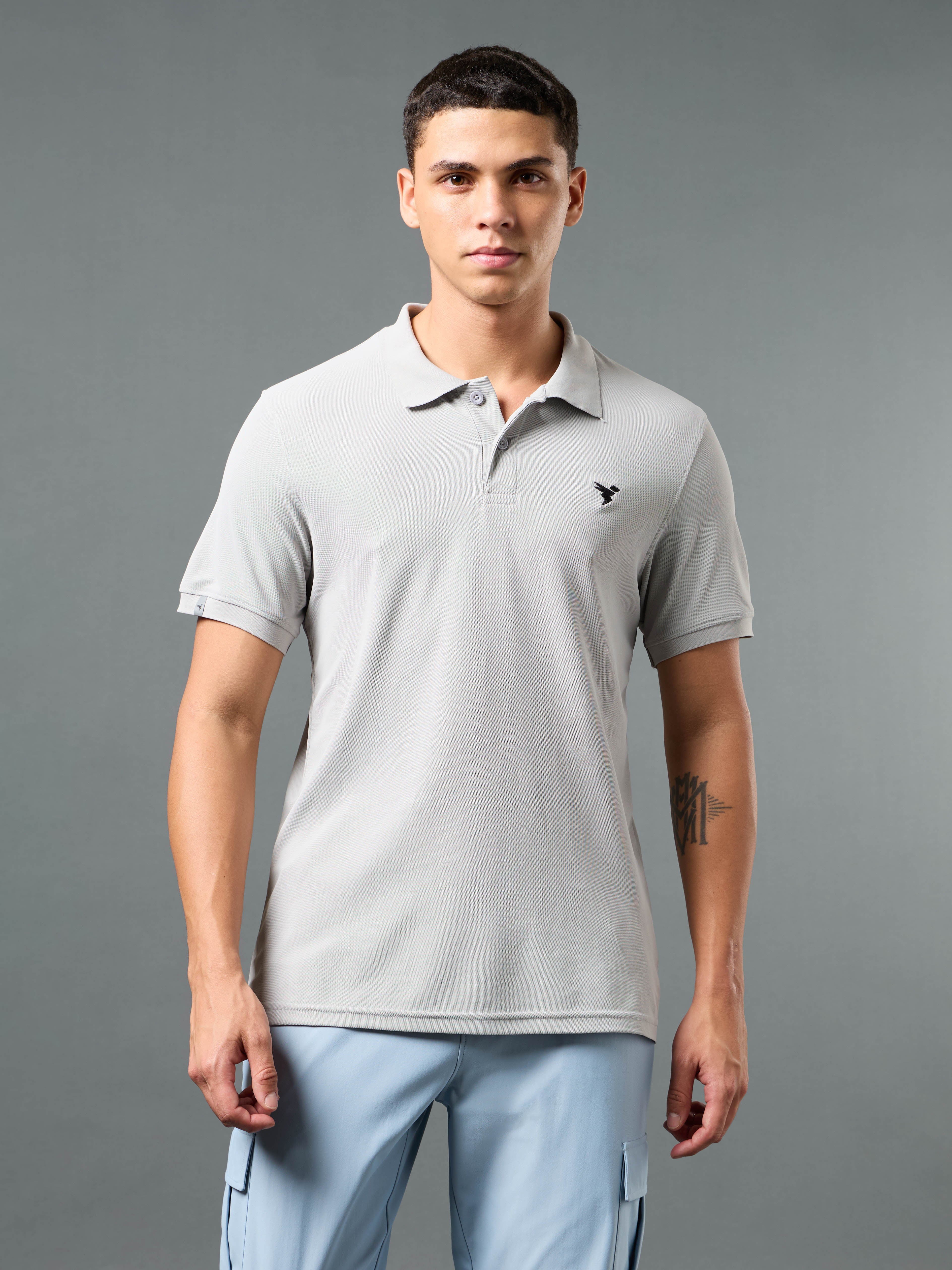 Men Solid Slim Fit Polo T-shirt with MATPIQ - Image 2