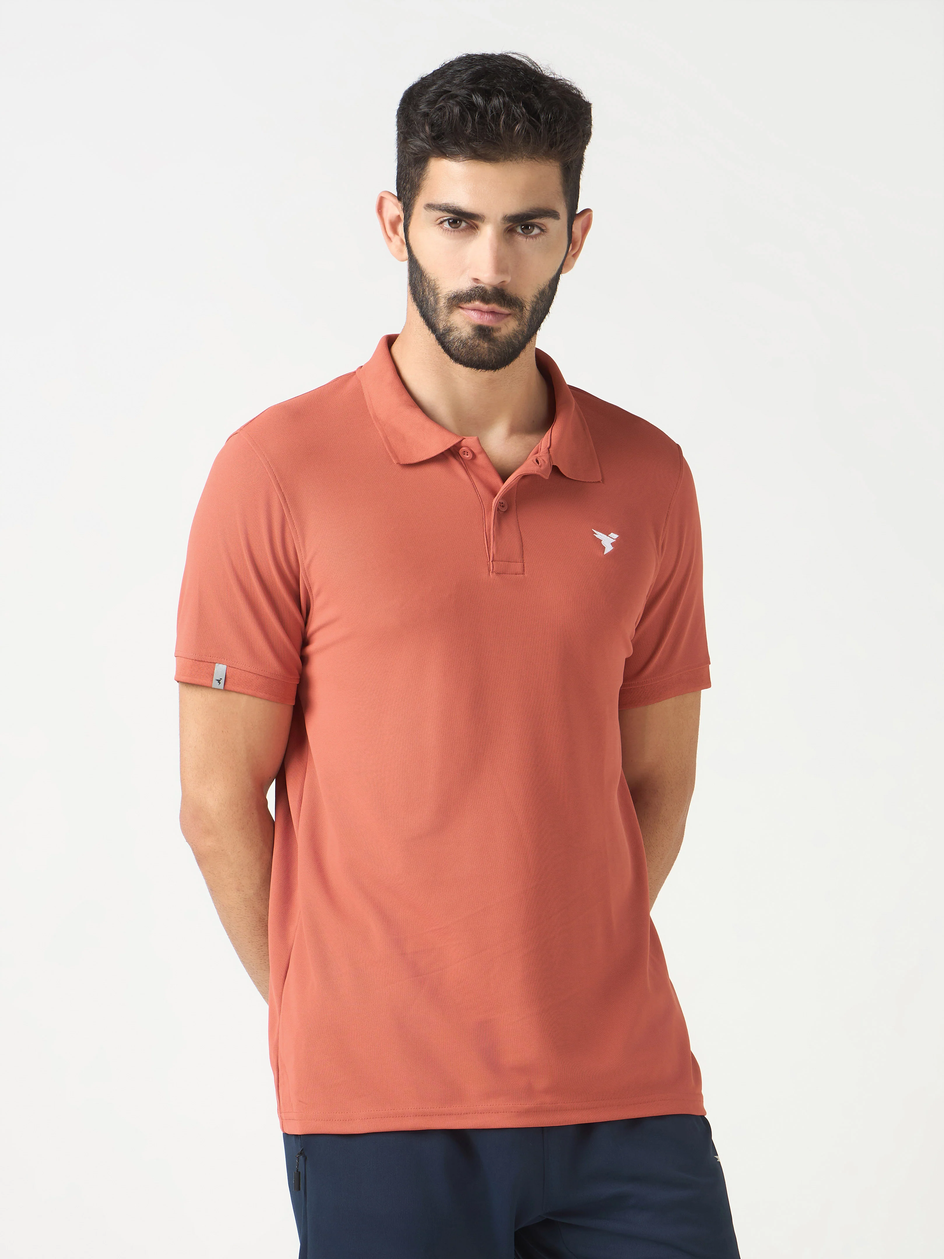 Men Solid Slim Fit Polo T-shirt with MATPIQ - Image 2