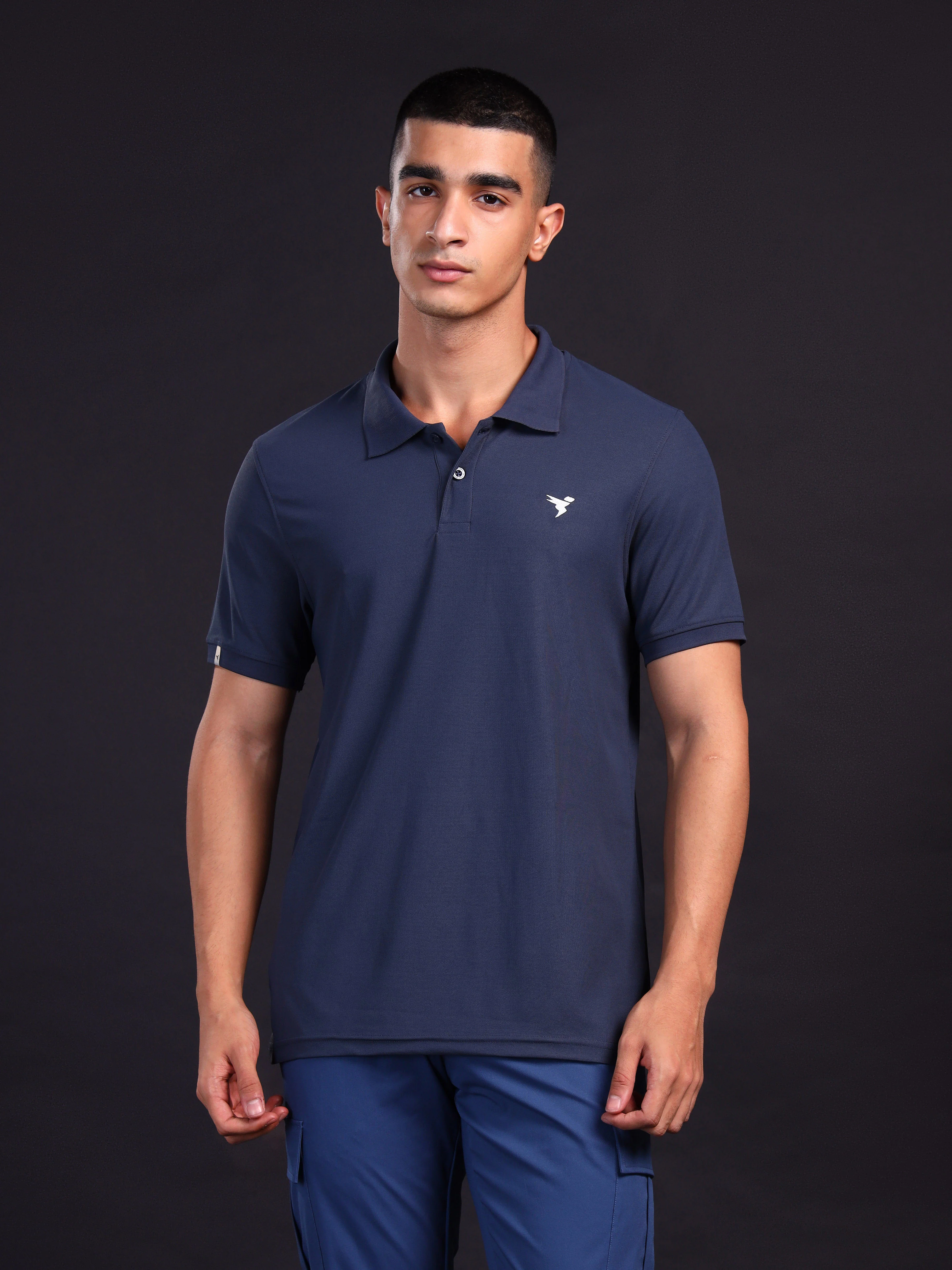 Men Solid Slim Fit Polo T-shirt with MATPIQ - Image 2
