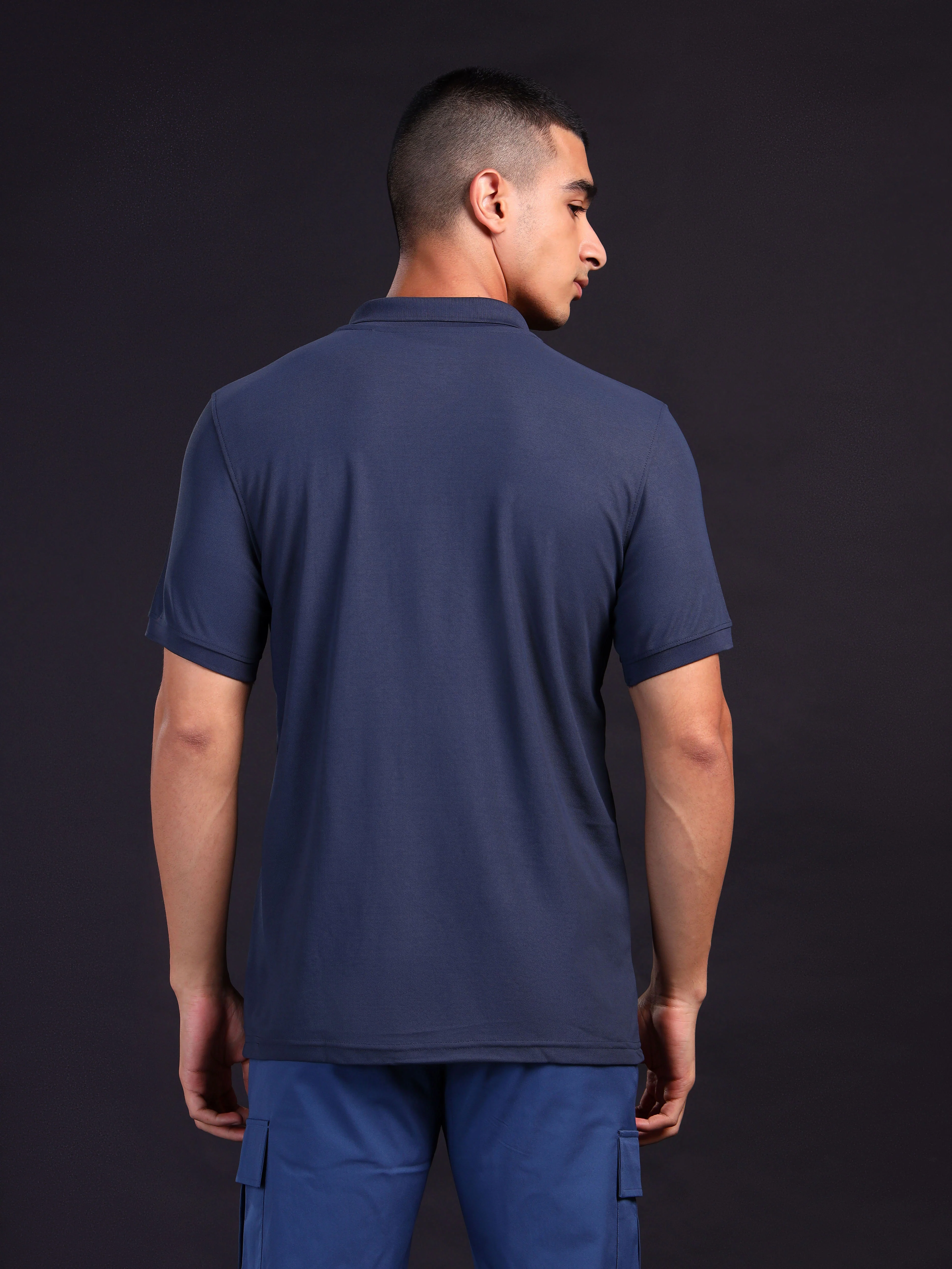 Men Solid Slim Fit Polo T-shirt with MATPIQ - Image 3