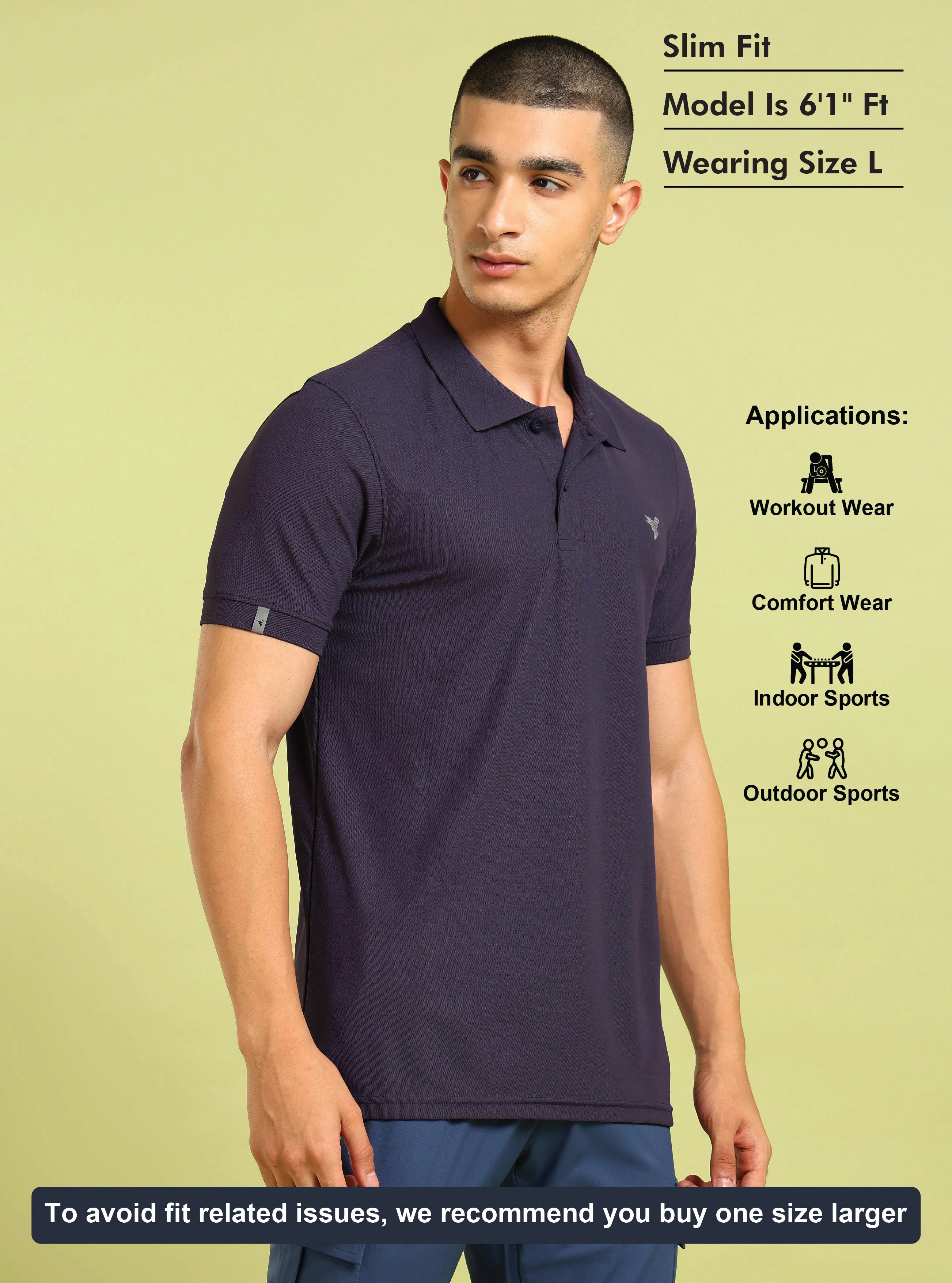 Men Solid Slim Fit Polo T-shirt with MATPIQ - Image 5