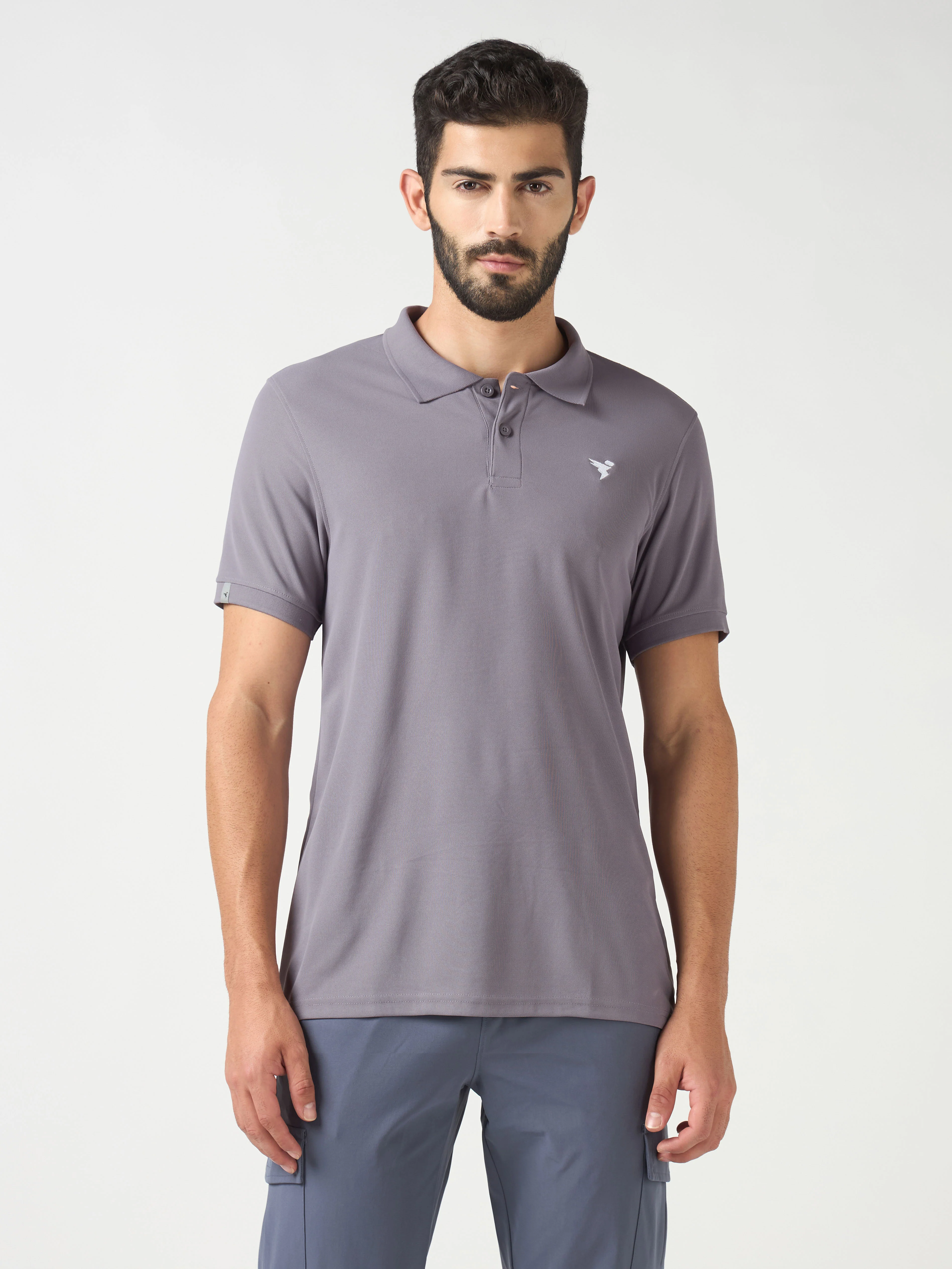 Men Solid Slim Fit Polo T-shirt with MATPIQ - Image 2