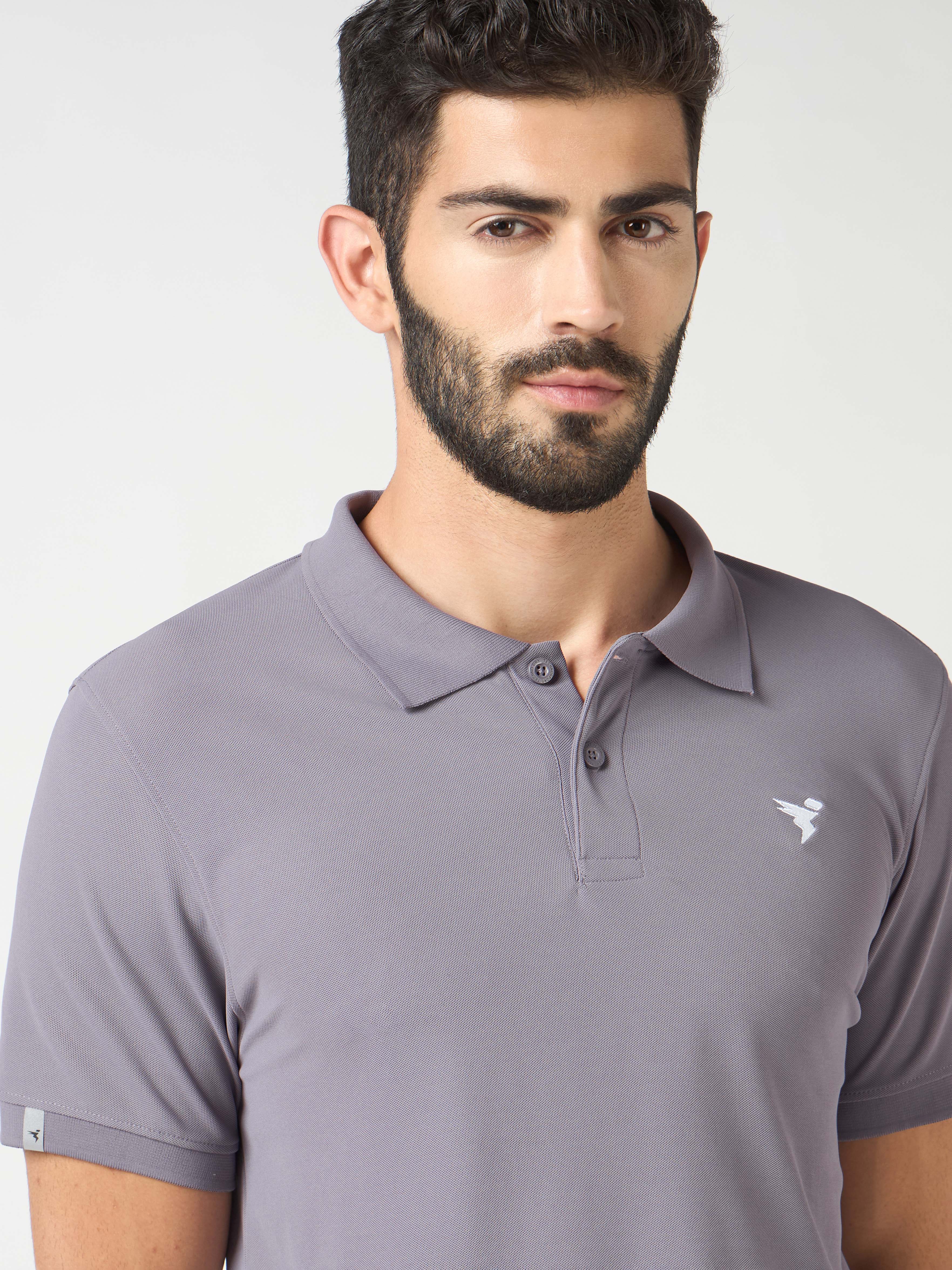 Men Solid Slim Fit Polo T-shirt with MATPIQ - Image 4