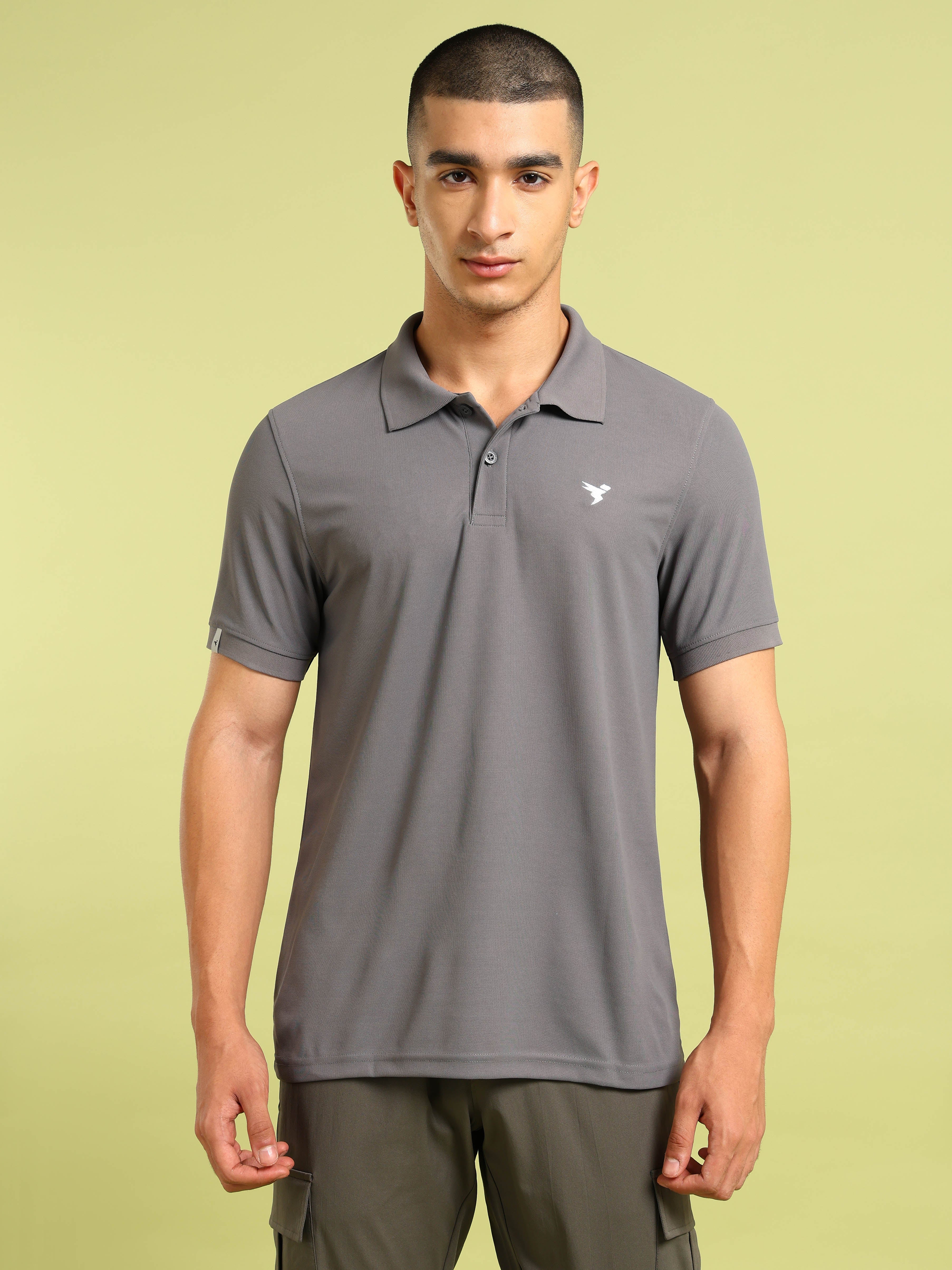 Men Solid Slim Fit Polo T-shirt with MATPIQ - Image 2