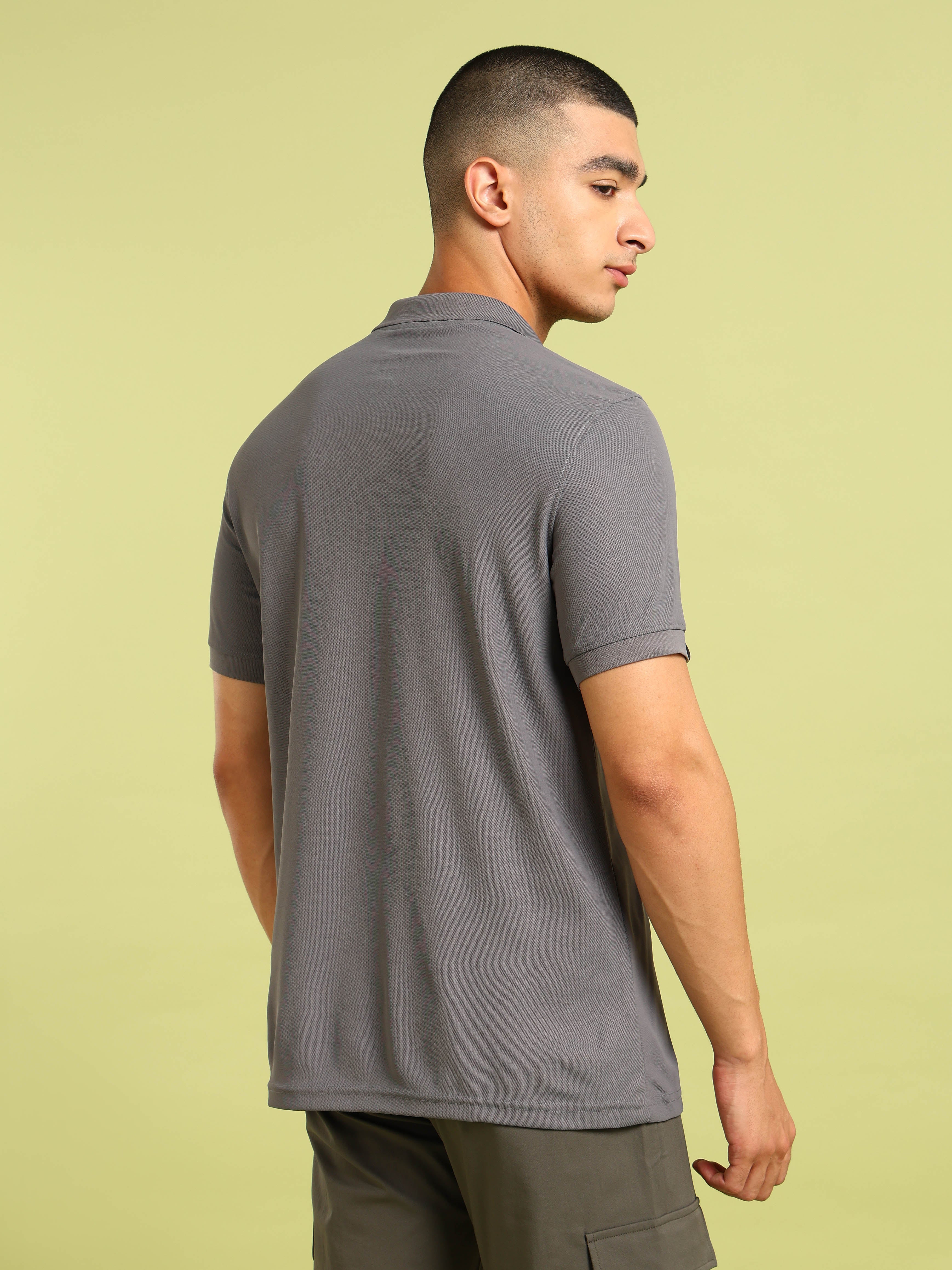 Men Solid Slim Fit Polo T-shirt with MATPIQ - Image 3