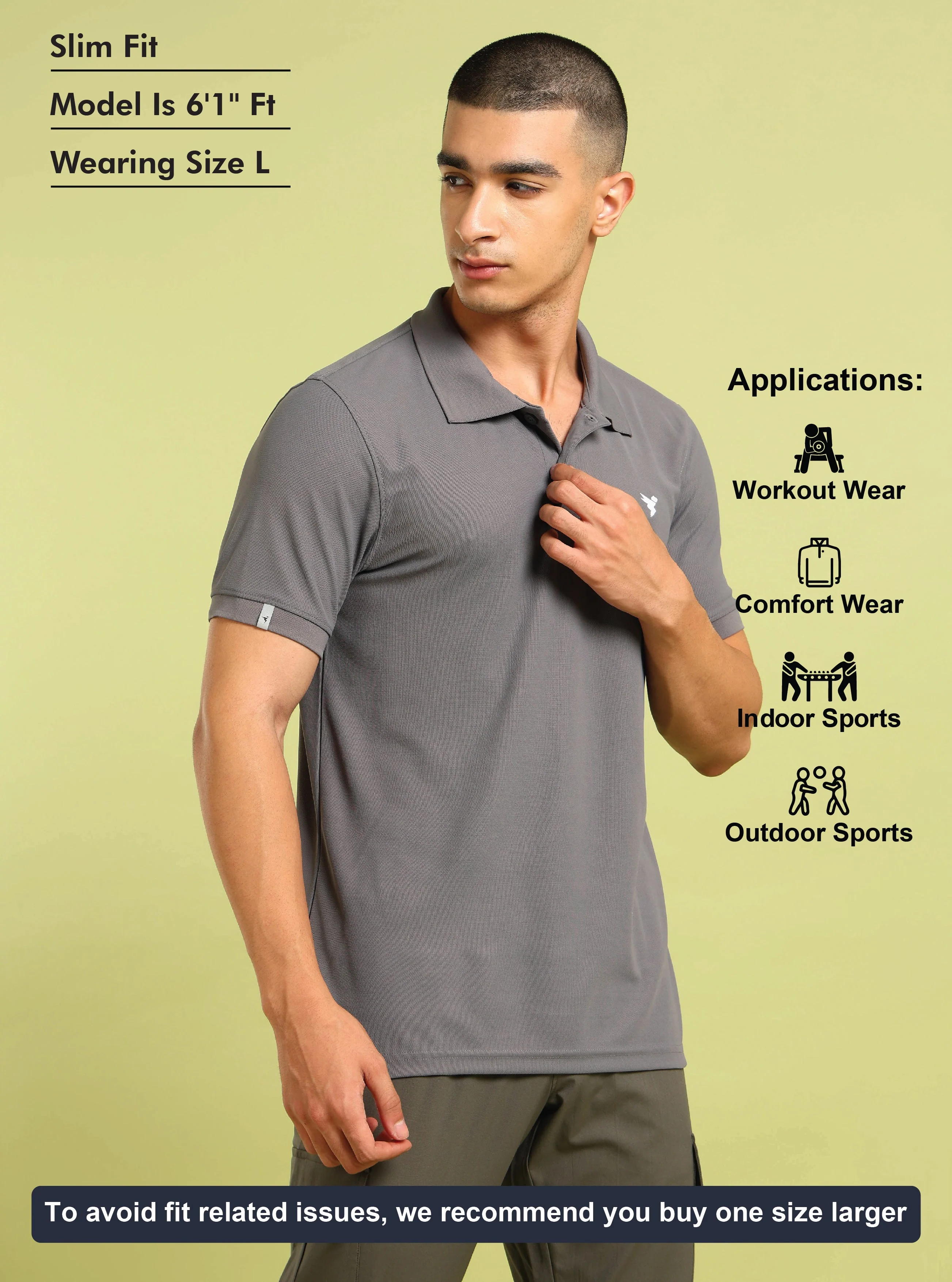 Men Solid Slim Fit Polo T-shirt with MATPIQ - Image 5