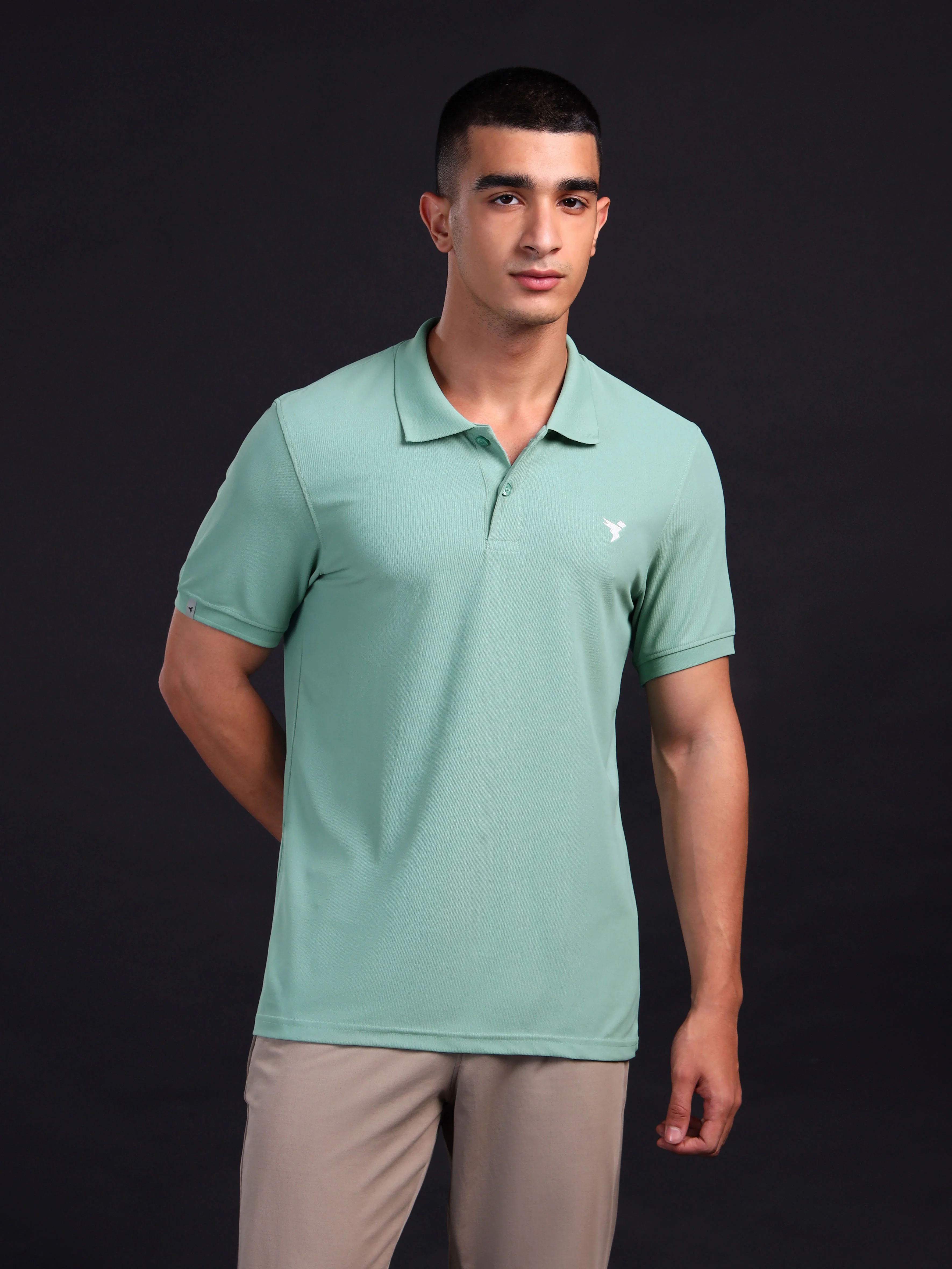 Men Solid Slim Fit Polo T-shirt with MATPIQ - Image 2