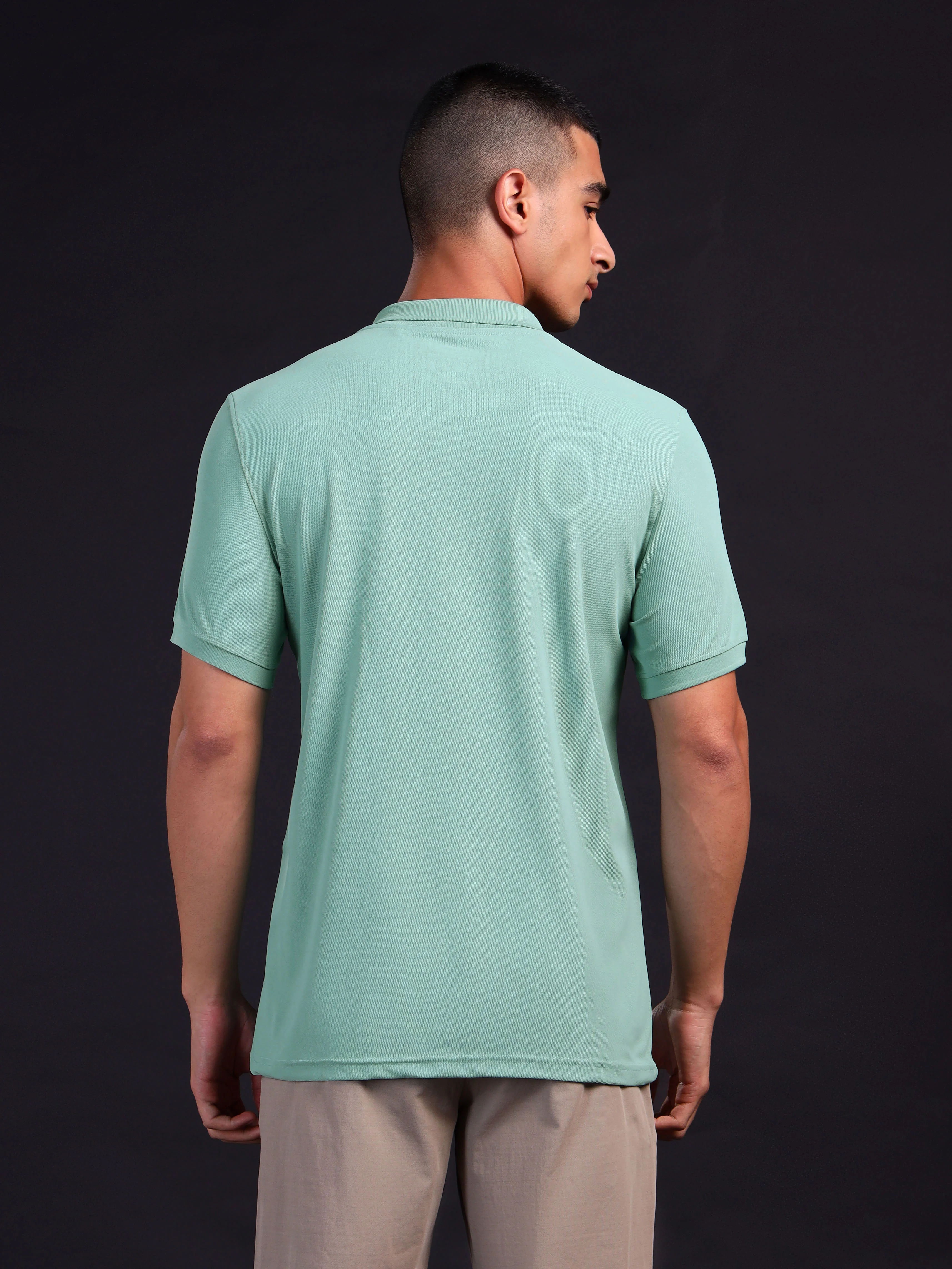 Men Solid Slim Fit Polo T-shirt with MATPIQ - Image 3