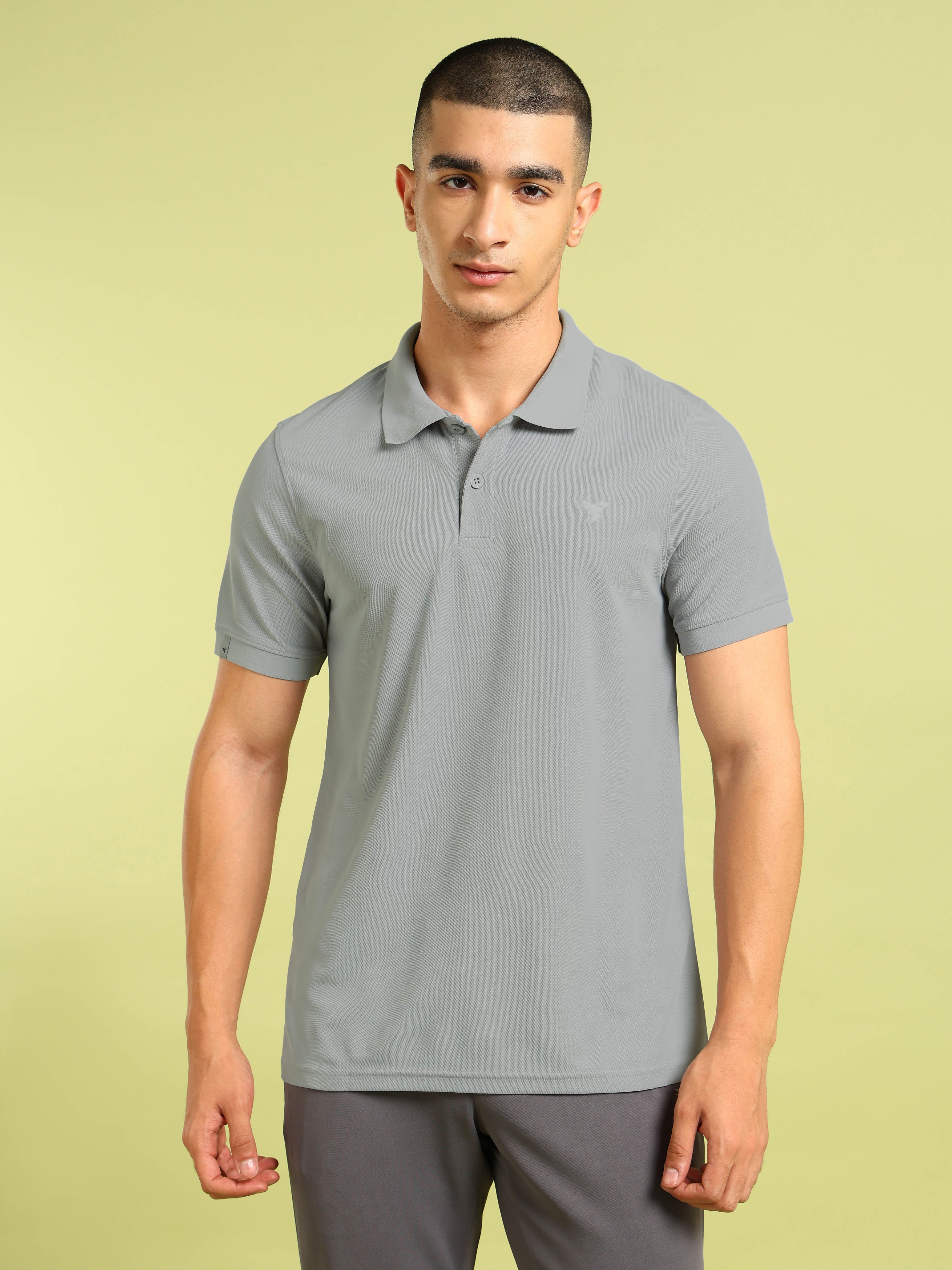 Men Solid Slim Fit Polo T-shirt with MATPIQ - Image 2