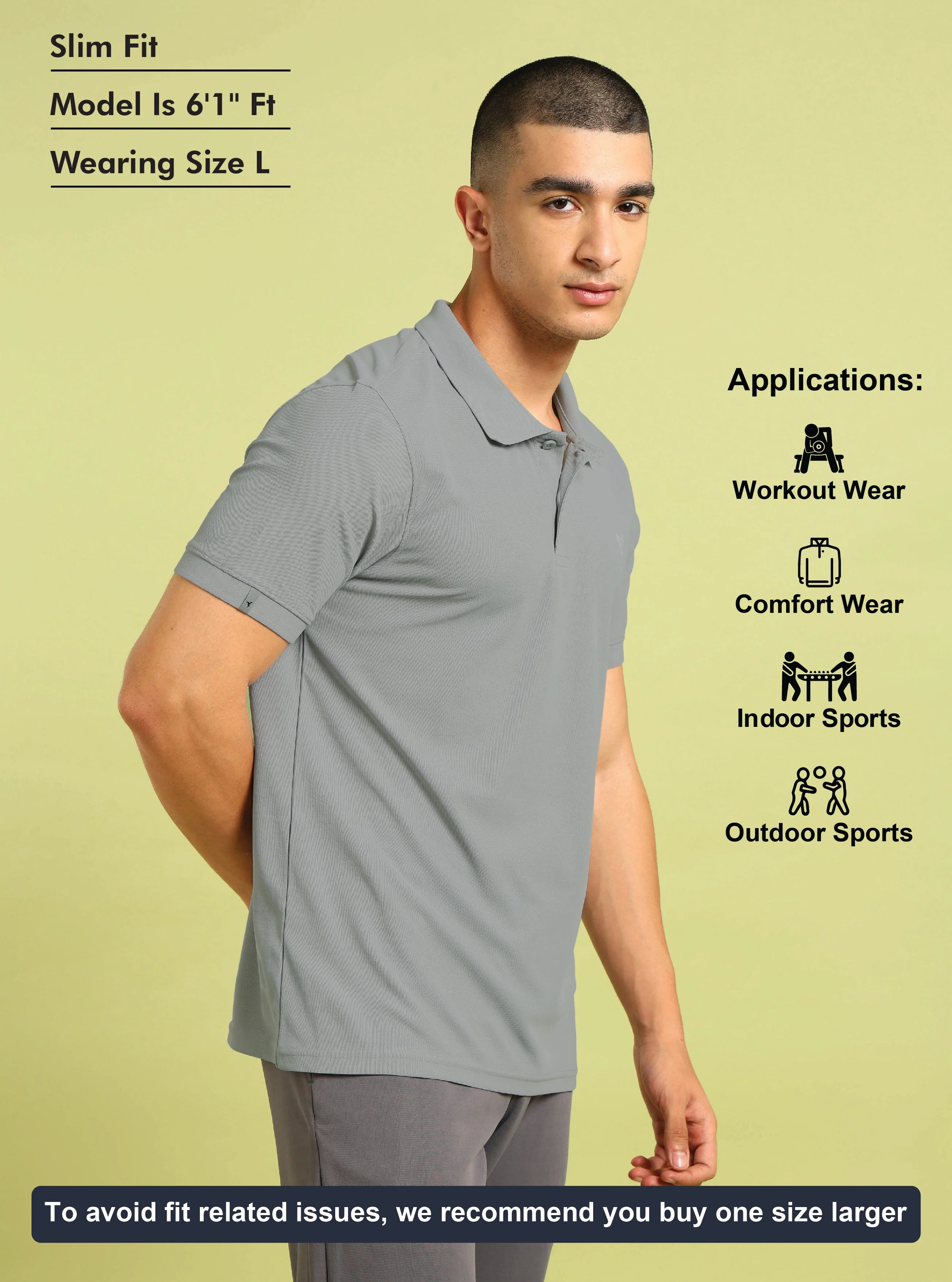 Men Solid Slim Fit Polo T-shirt with MATPIQ - Image 5