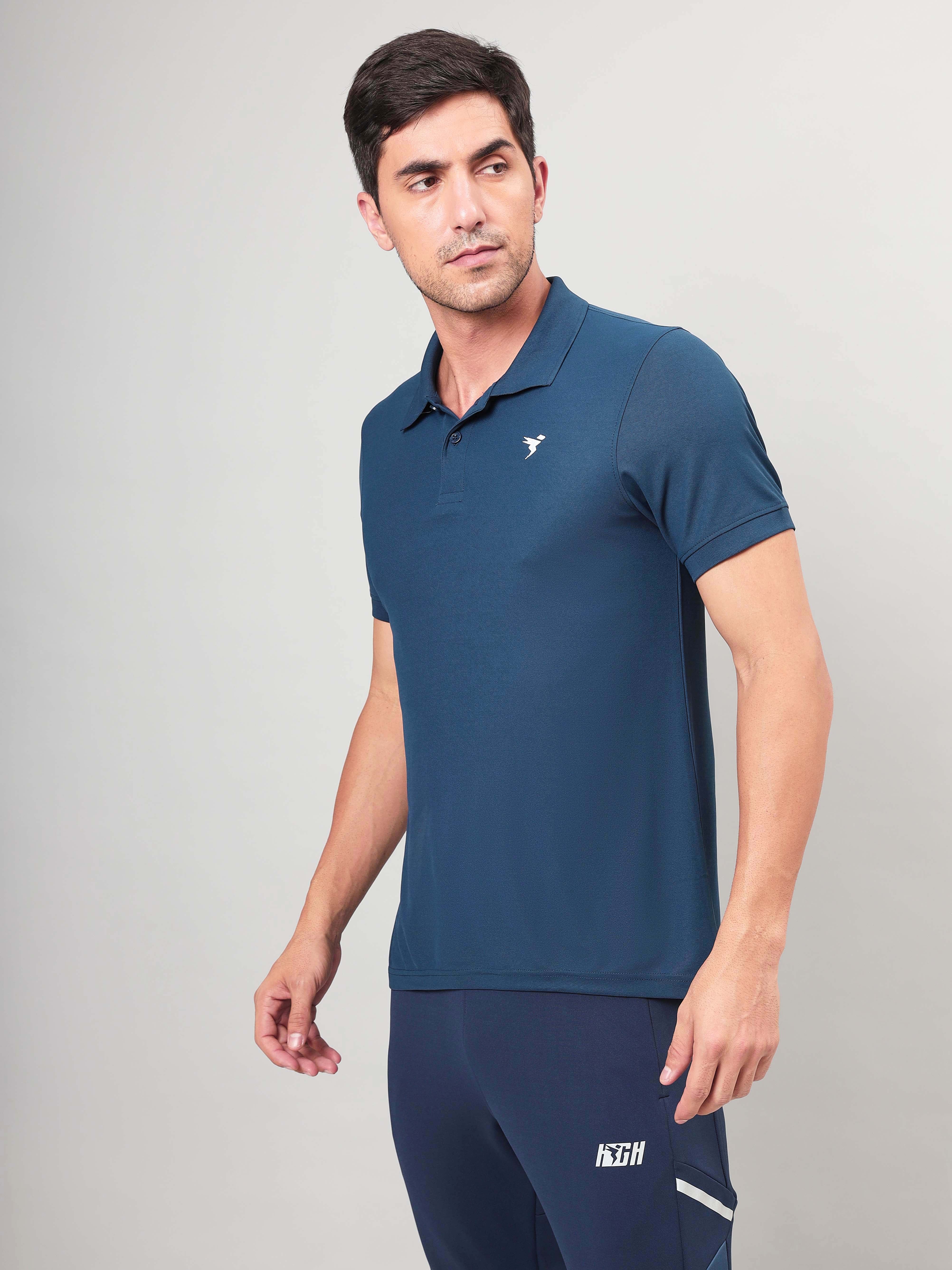 Men Solid Slim Fit Polo T-shirt with MATPIQ - Image 4