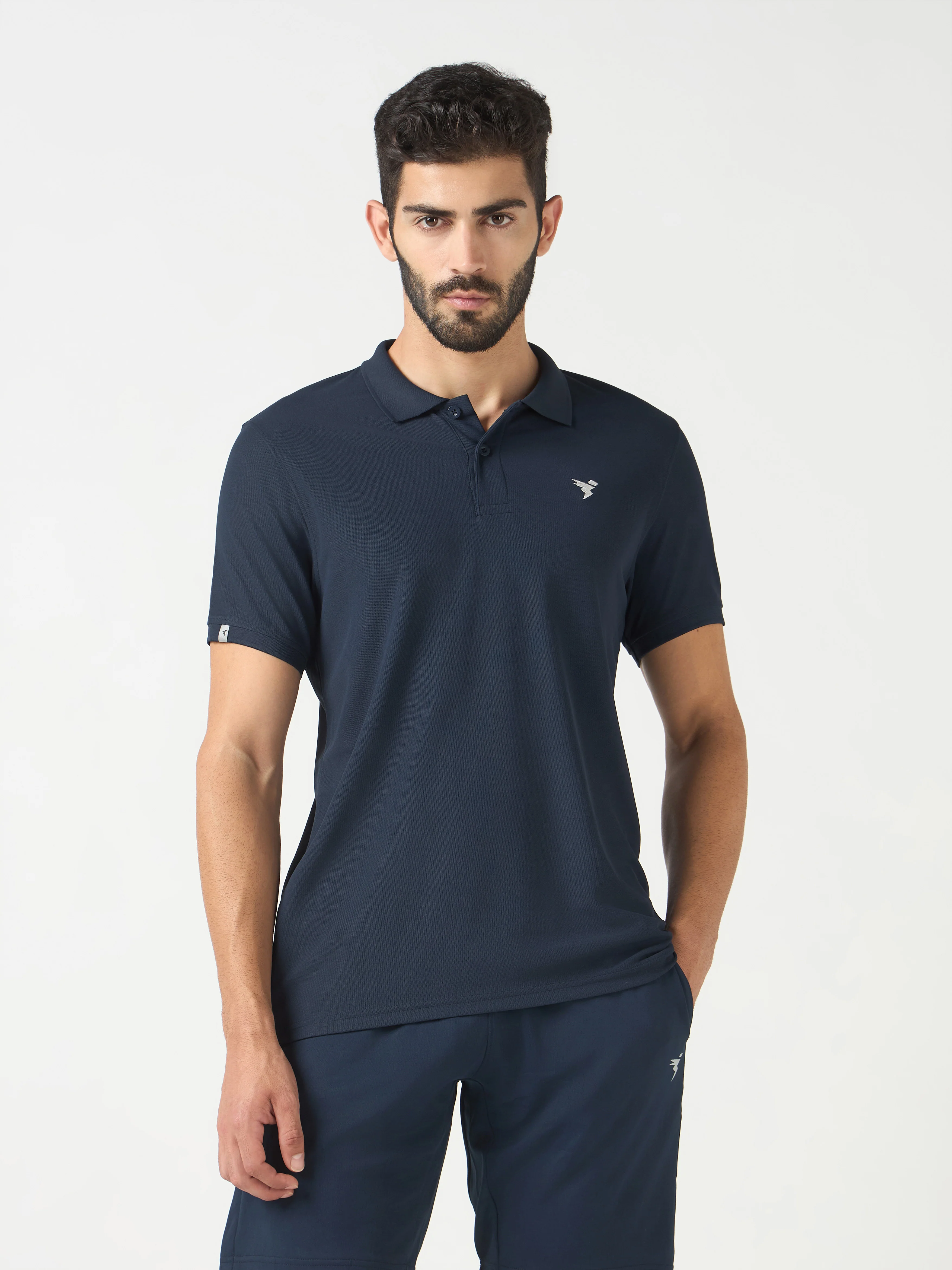 Men Solid Slim Fit Polo T-shirt with MATPIQ - Image 2