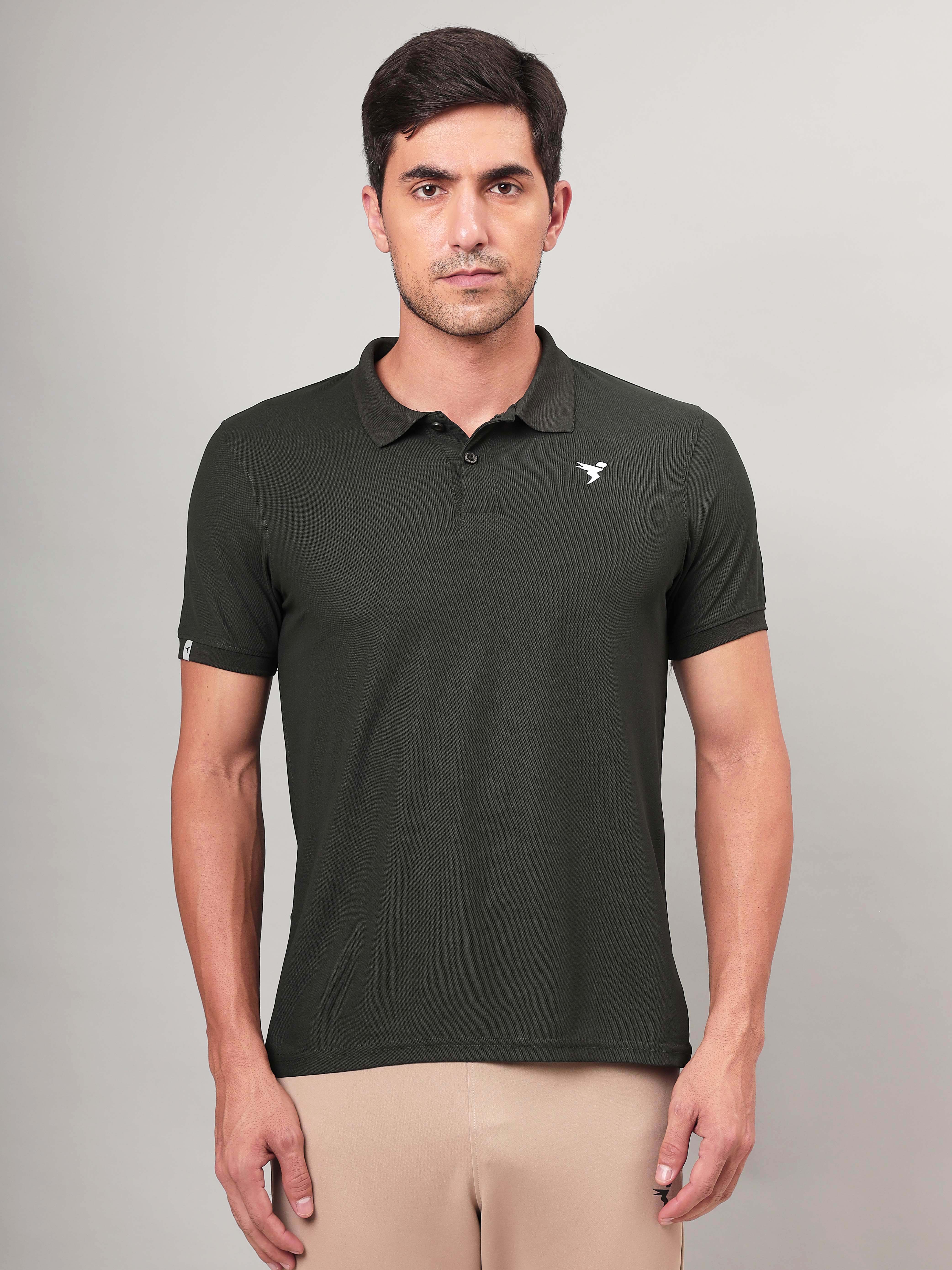 Men Solid Slim Fit Polo T-shirt with MATPIQ - Image 2