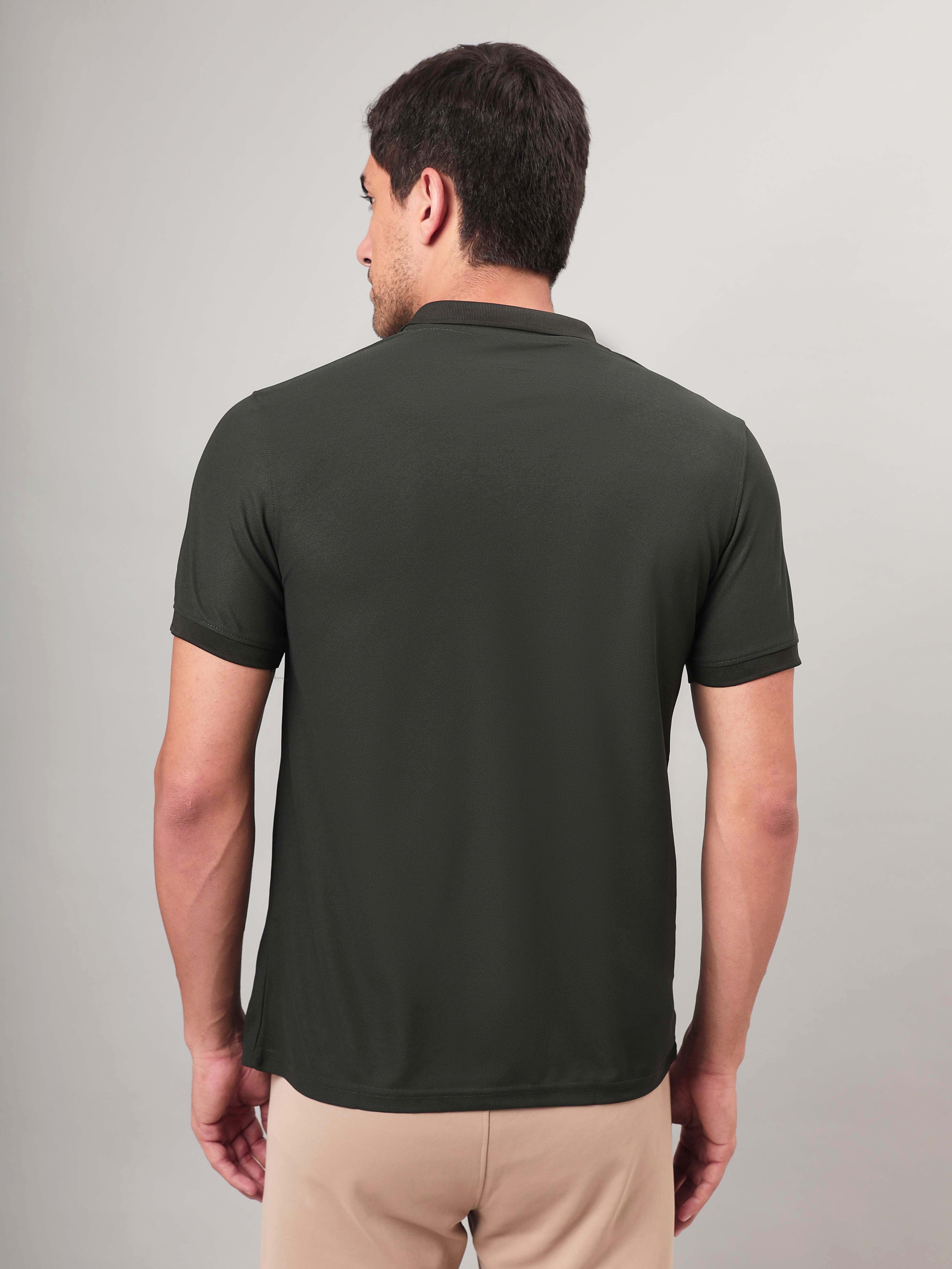 Men Solid Slim Fit Polo T-shirt with MATPIQ - Image 3