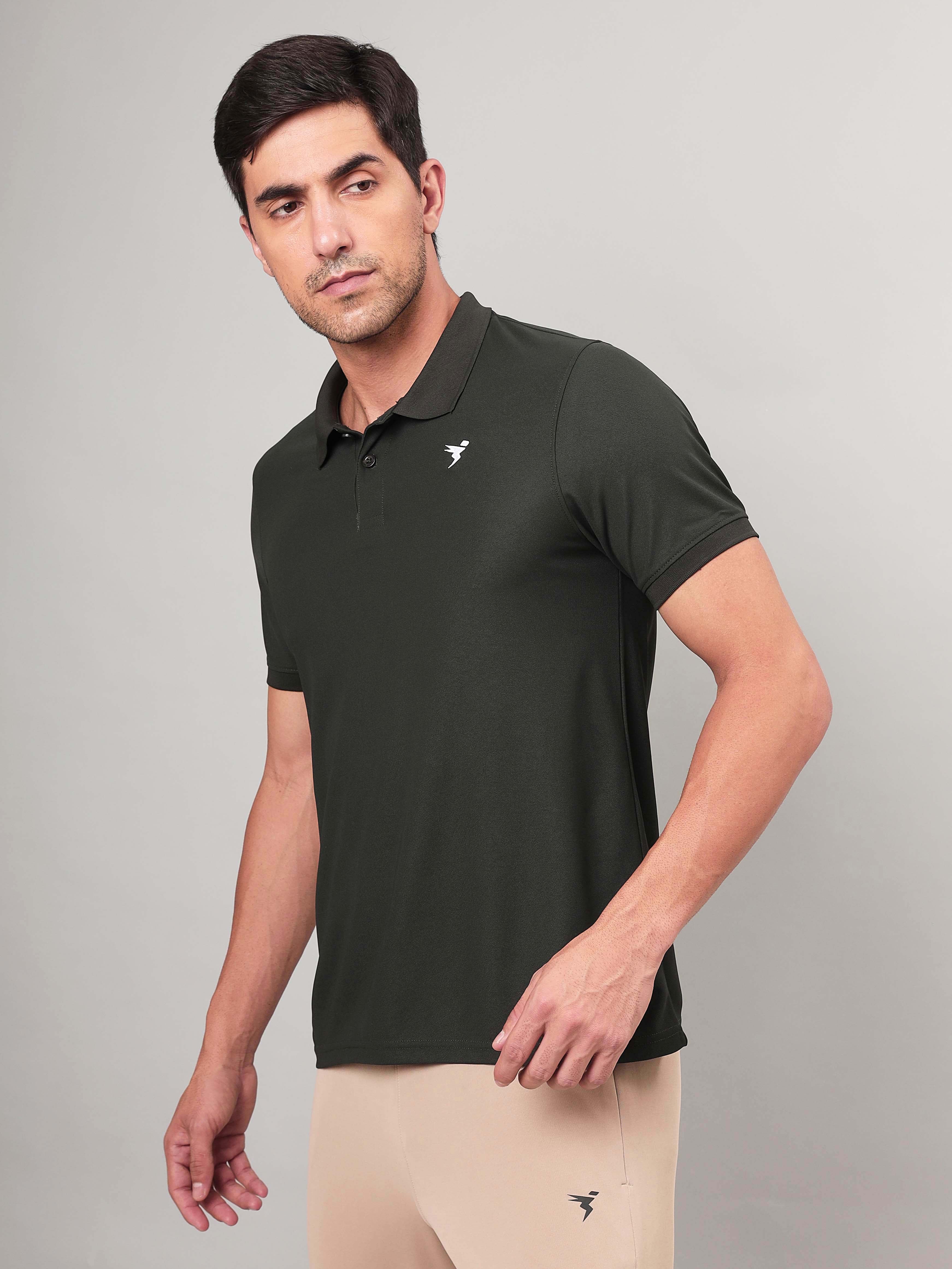 Men Solid Slim Fit Polo T-shirt with MATPIQ - Image 4