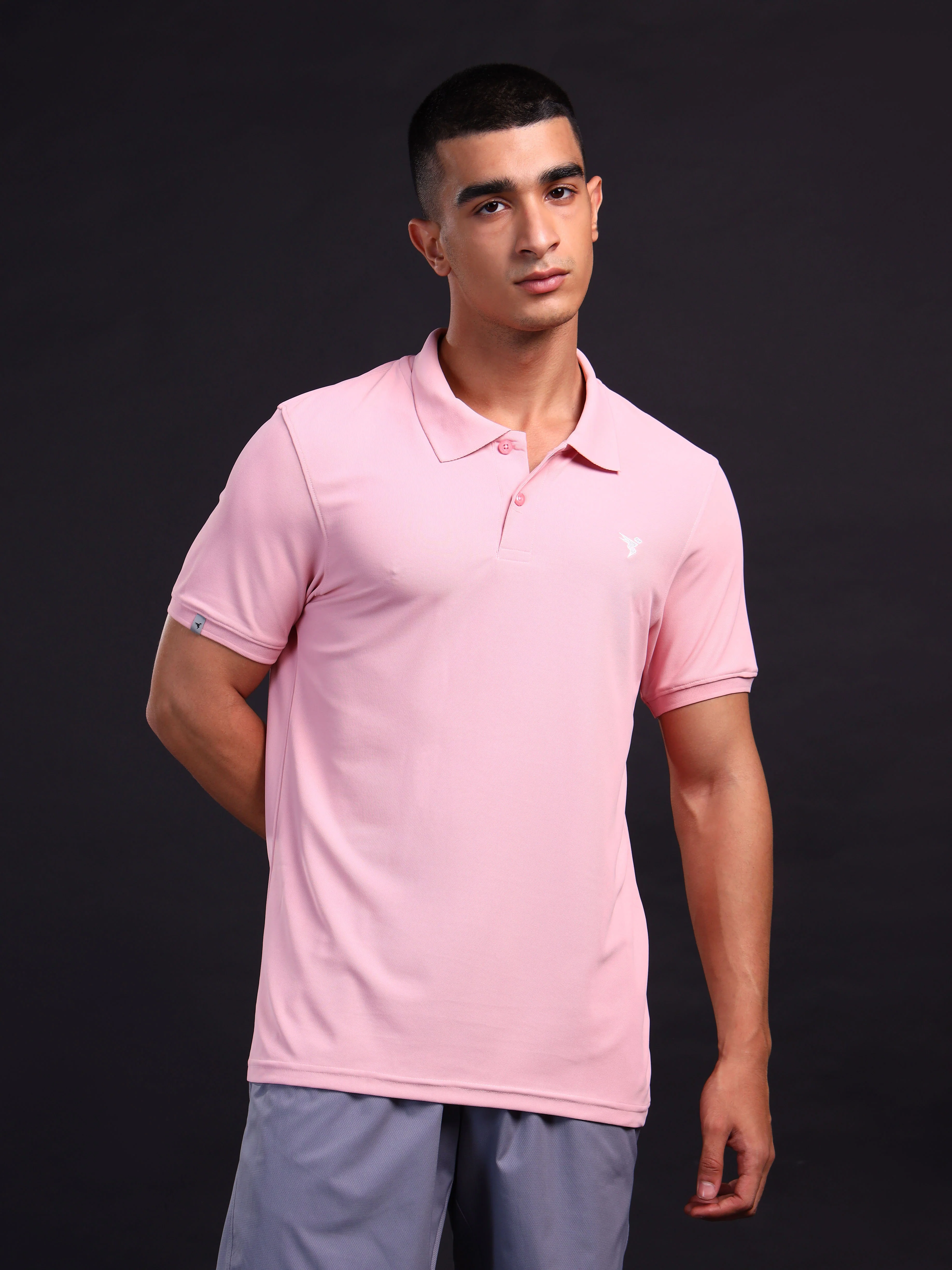 Men Solid Slim Fit Polo T-shirt with MATPIQ