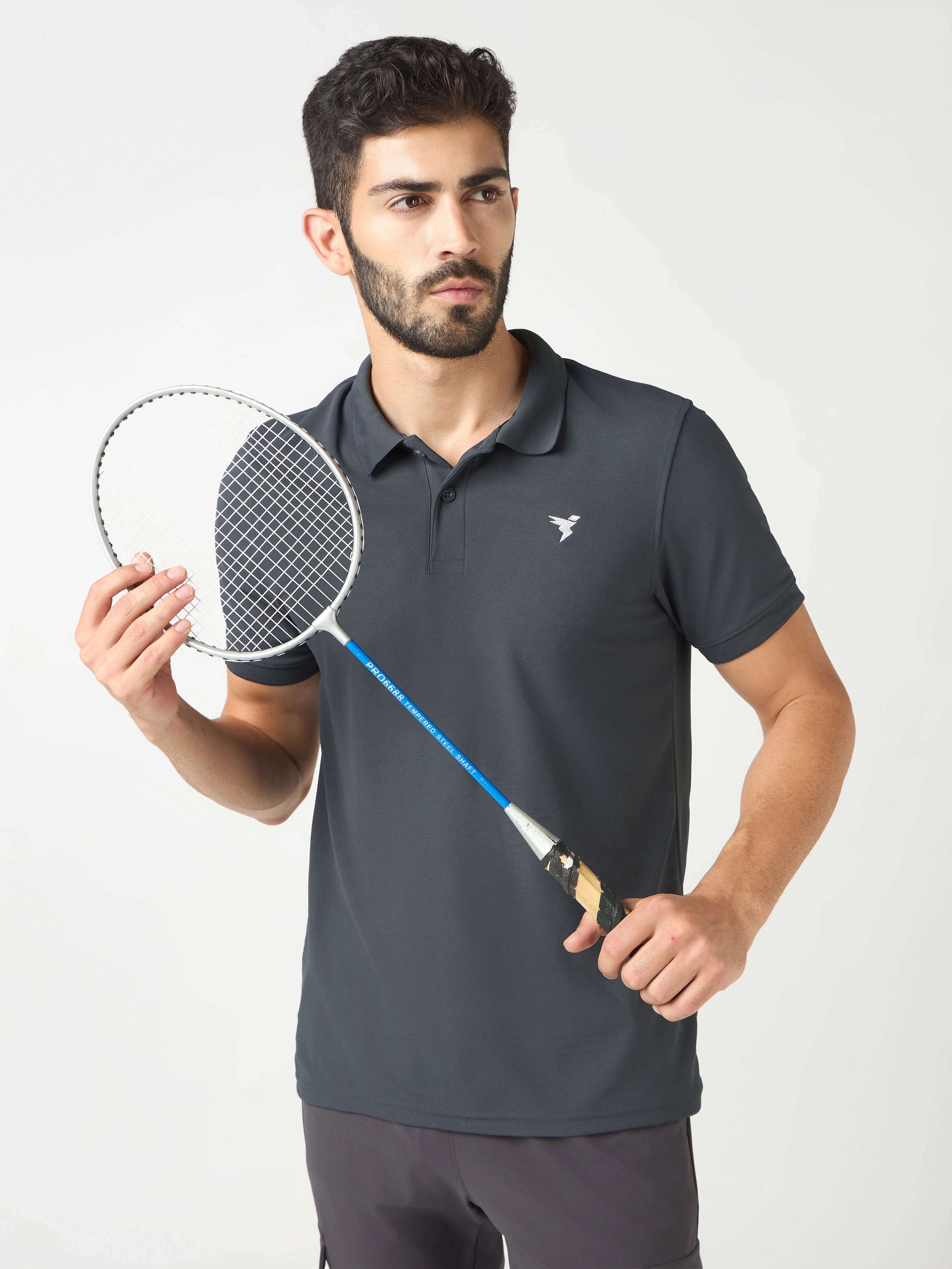 Men Solid Slim Fit Polo T-shirt with MATPIQ