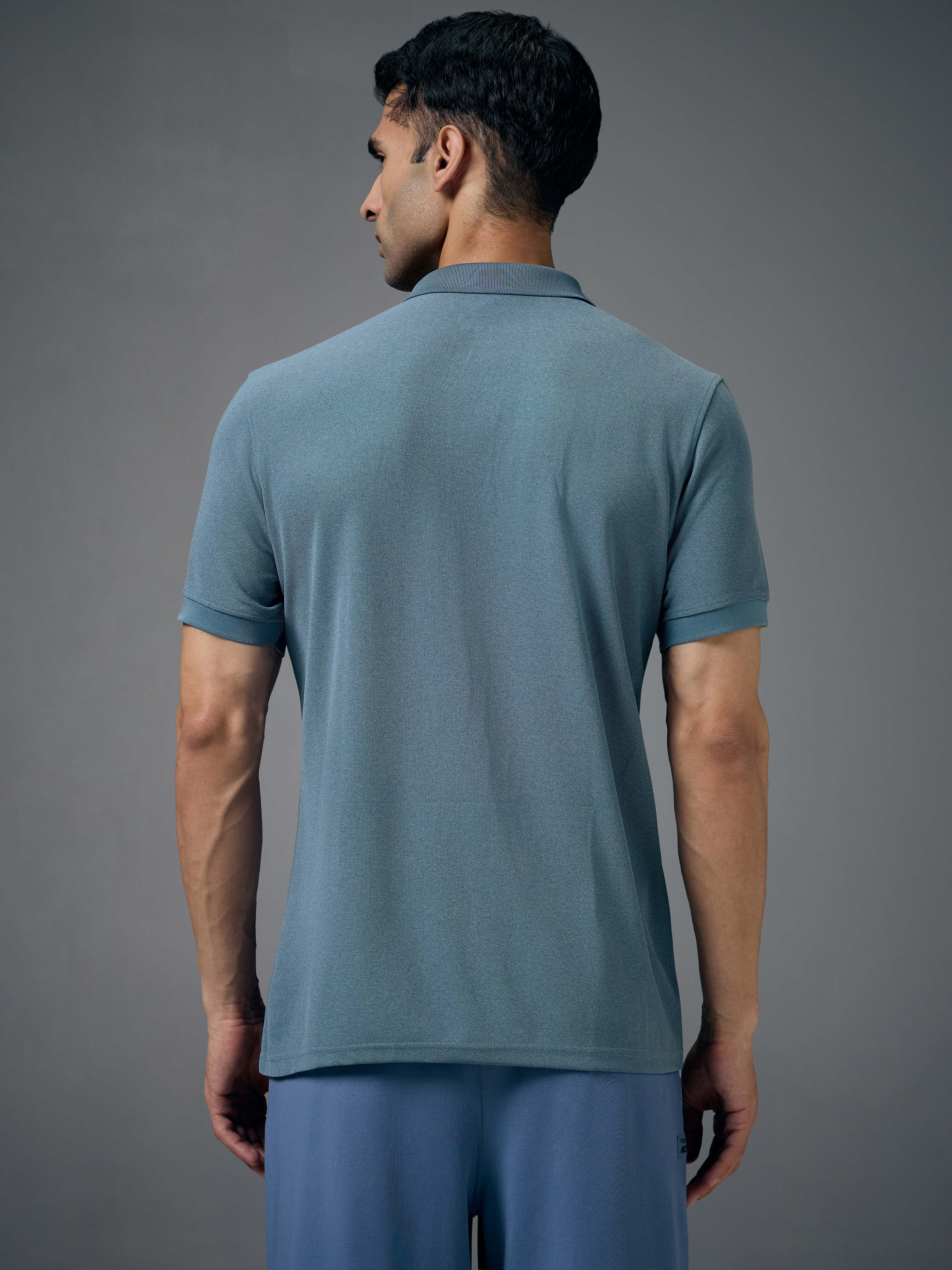 Men Solid Slim Fit Polo T-shirt with MATPIQ - Image 3
