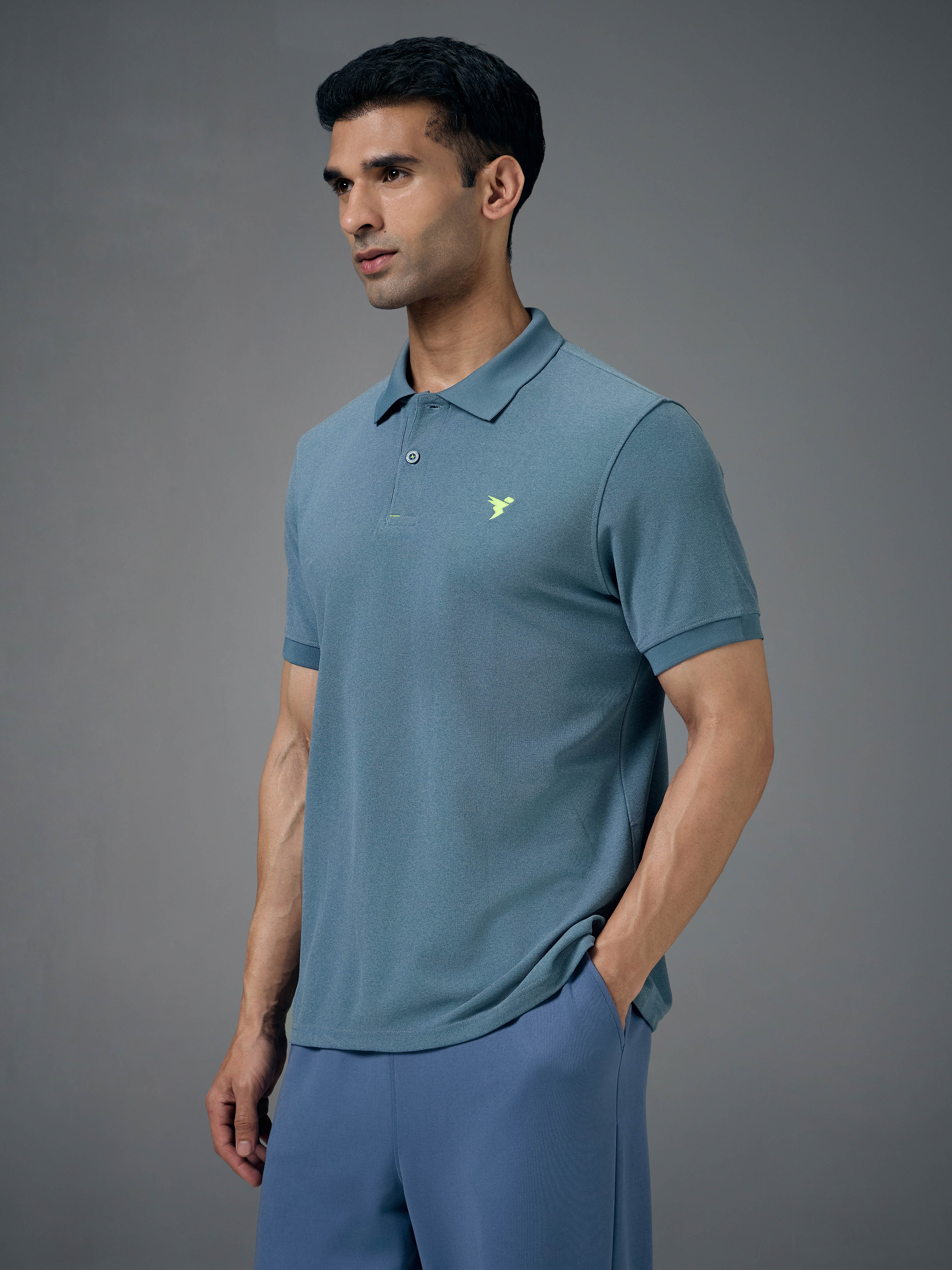 Men Solid Slim Fit Polo T-shirt with MATPIQ - Image 4