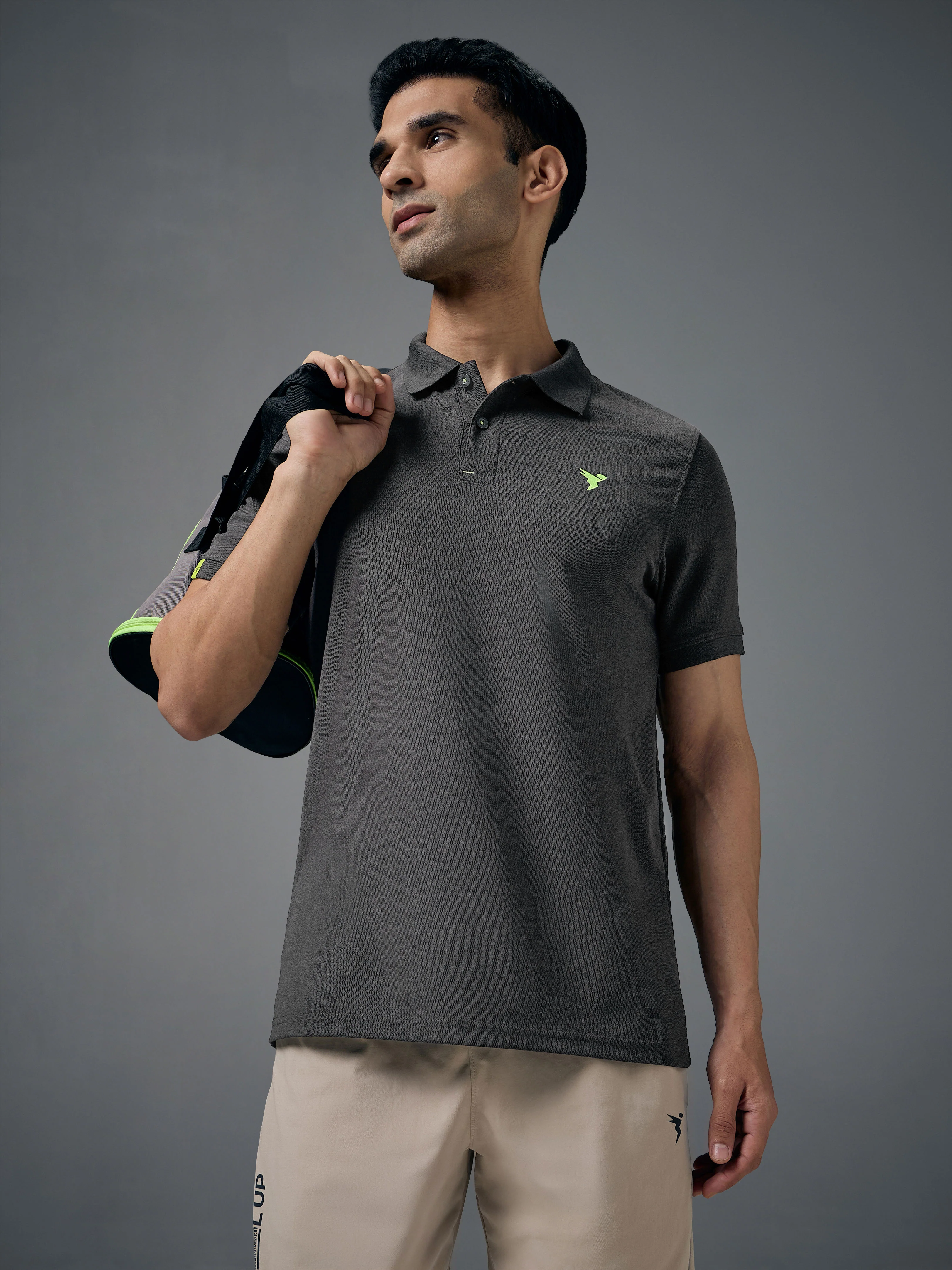 Men Solid Slim Fit Polo T-shirt with MATPIQ