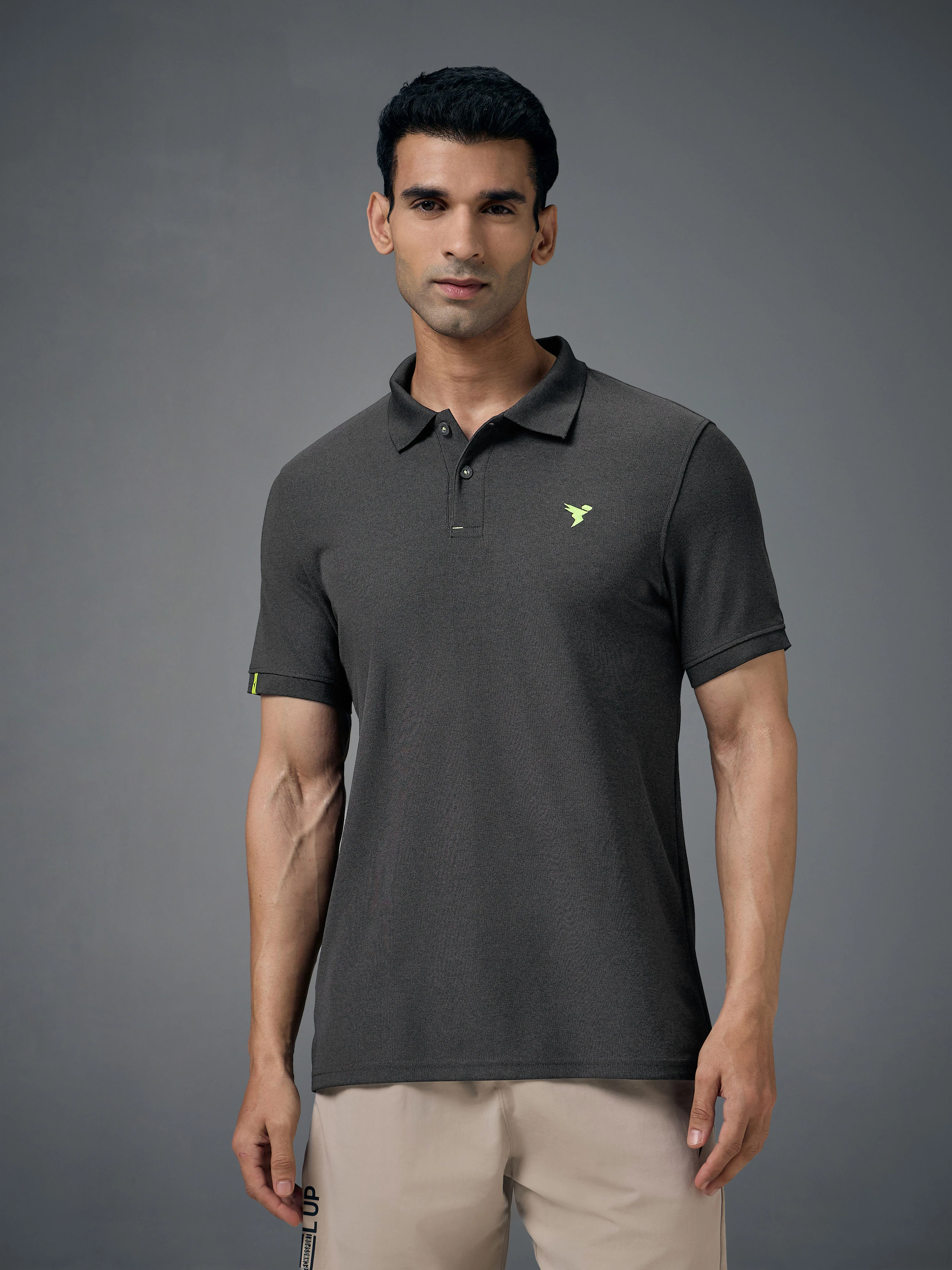 Men Solid Slim Fit Polo T-shirt with MATPIQ - Image 2