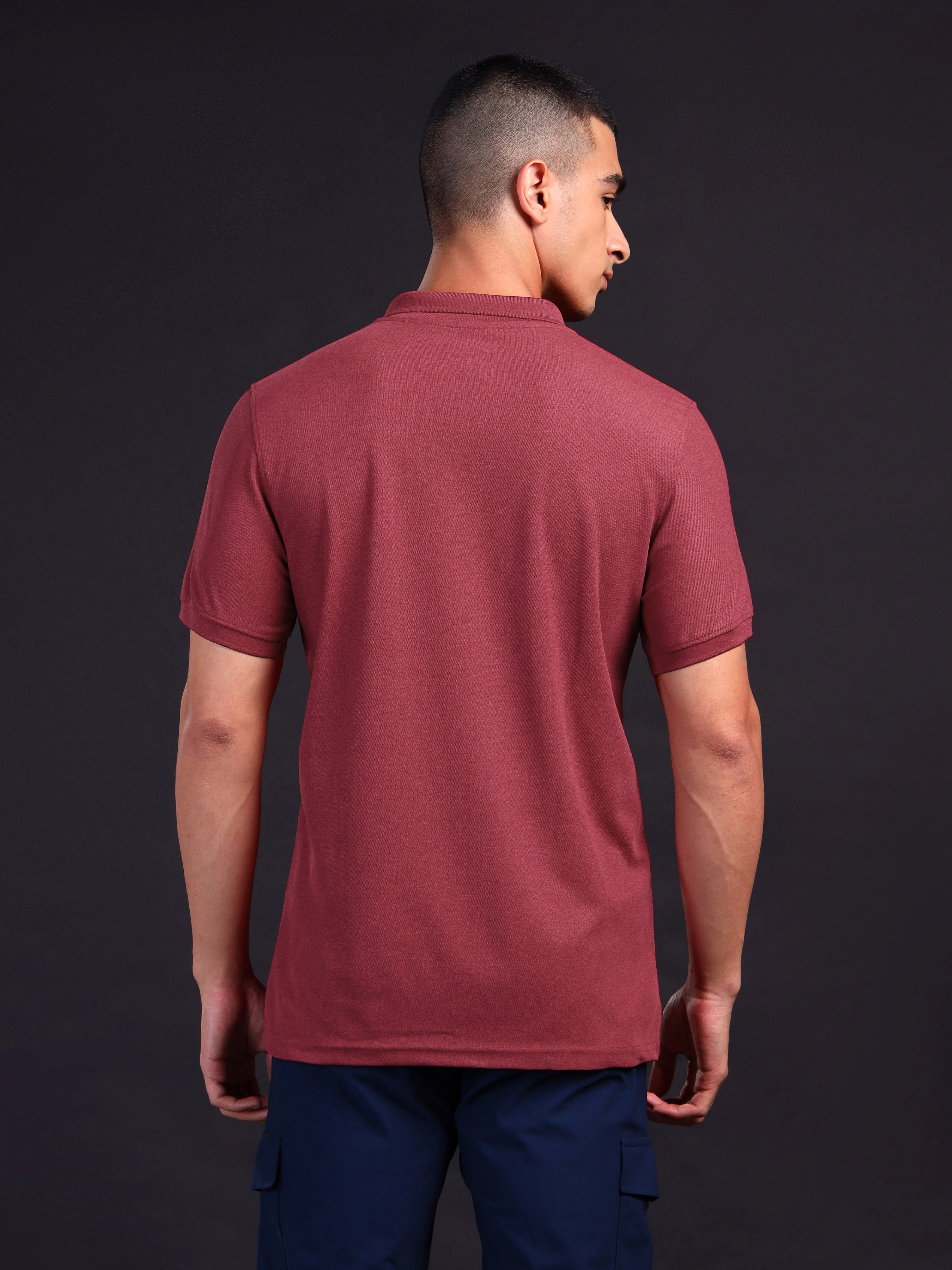 Men Solid Slim Fit Polo T-shirt with MATPIQ - Image 3