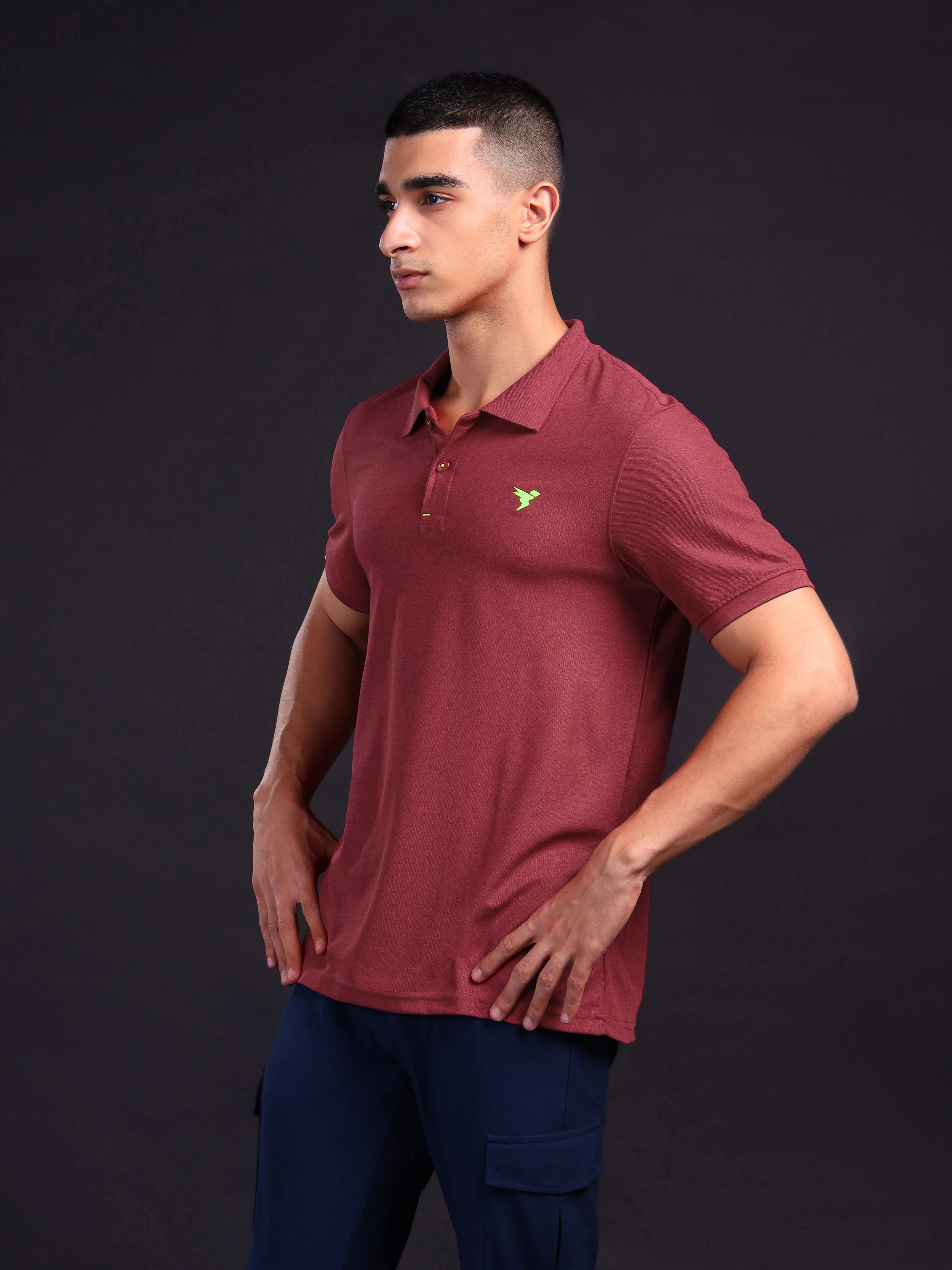 Men Solid Slim Fit Polo T-shirt with MATPIQ - Image 4