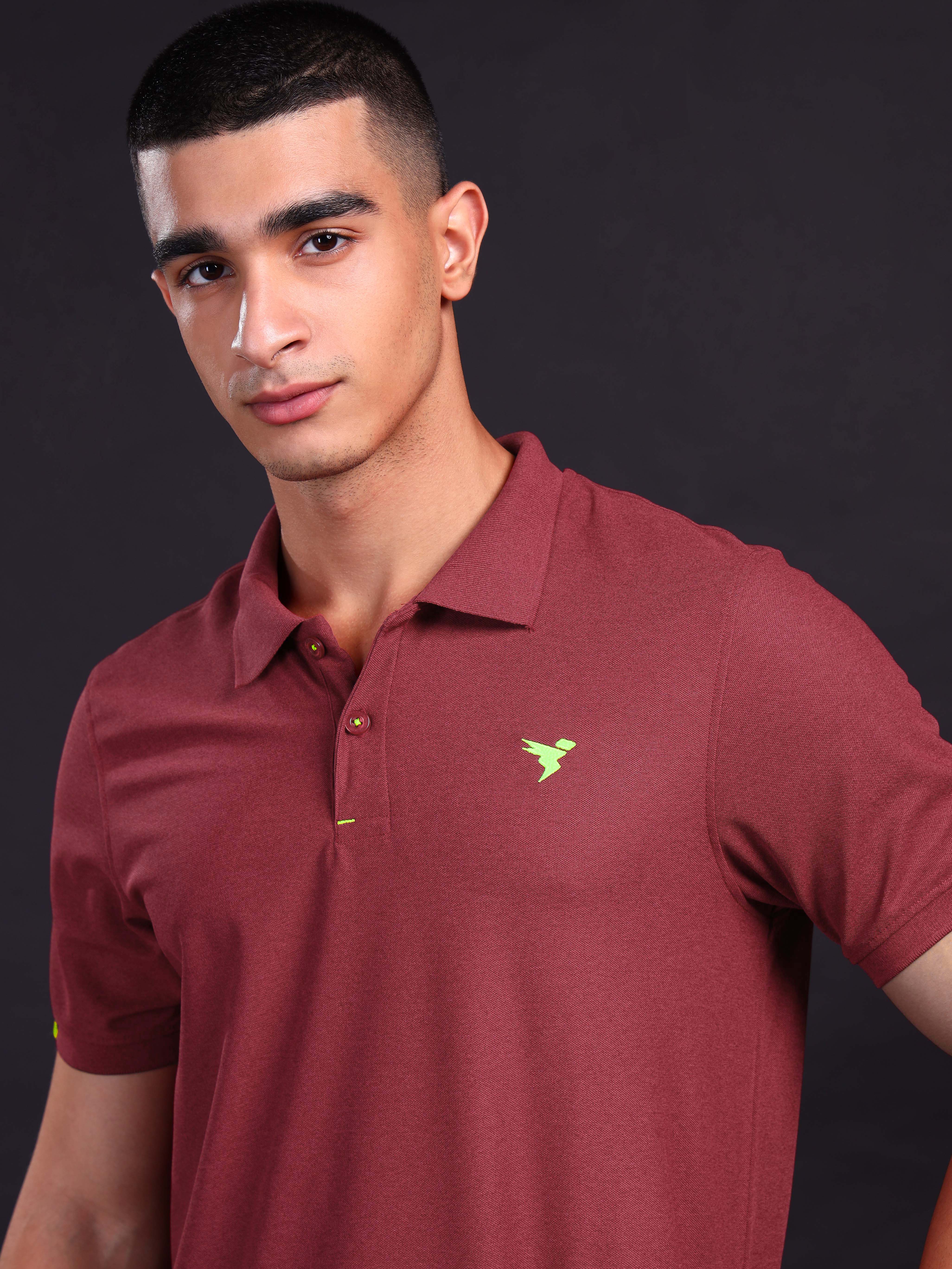 Men Solid Slim Fit Polo T-shirt with MATPIQ - Image 5