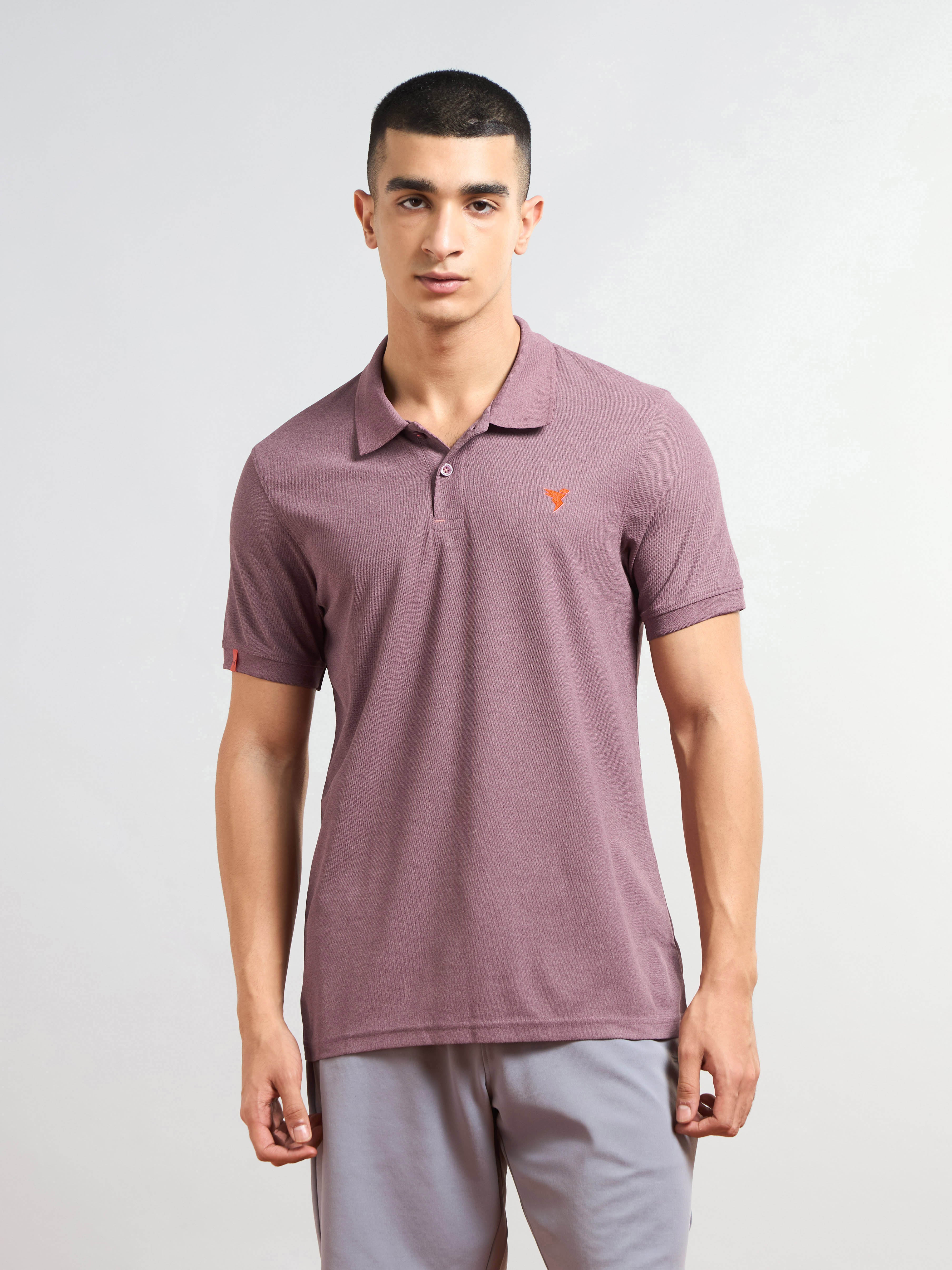 Men Solid Slim Fit Polo T-shirt with MATPIQ - Image 2