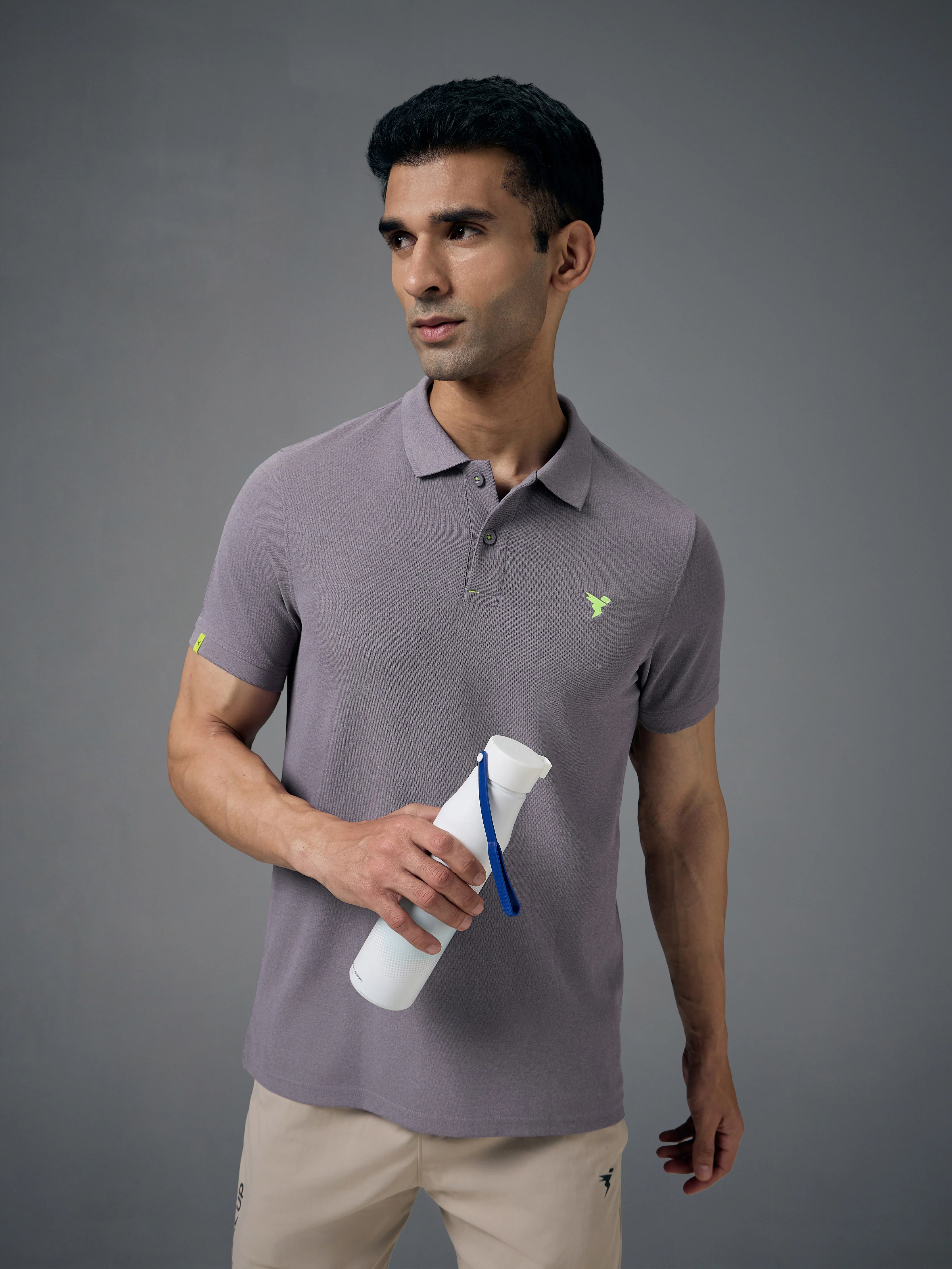 Men Solid Slim Fit Polo T-shirt with MATPIQ
