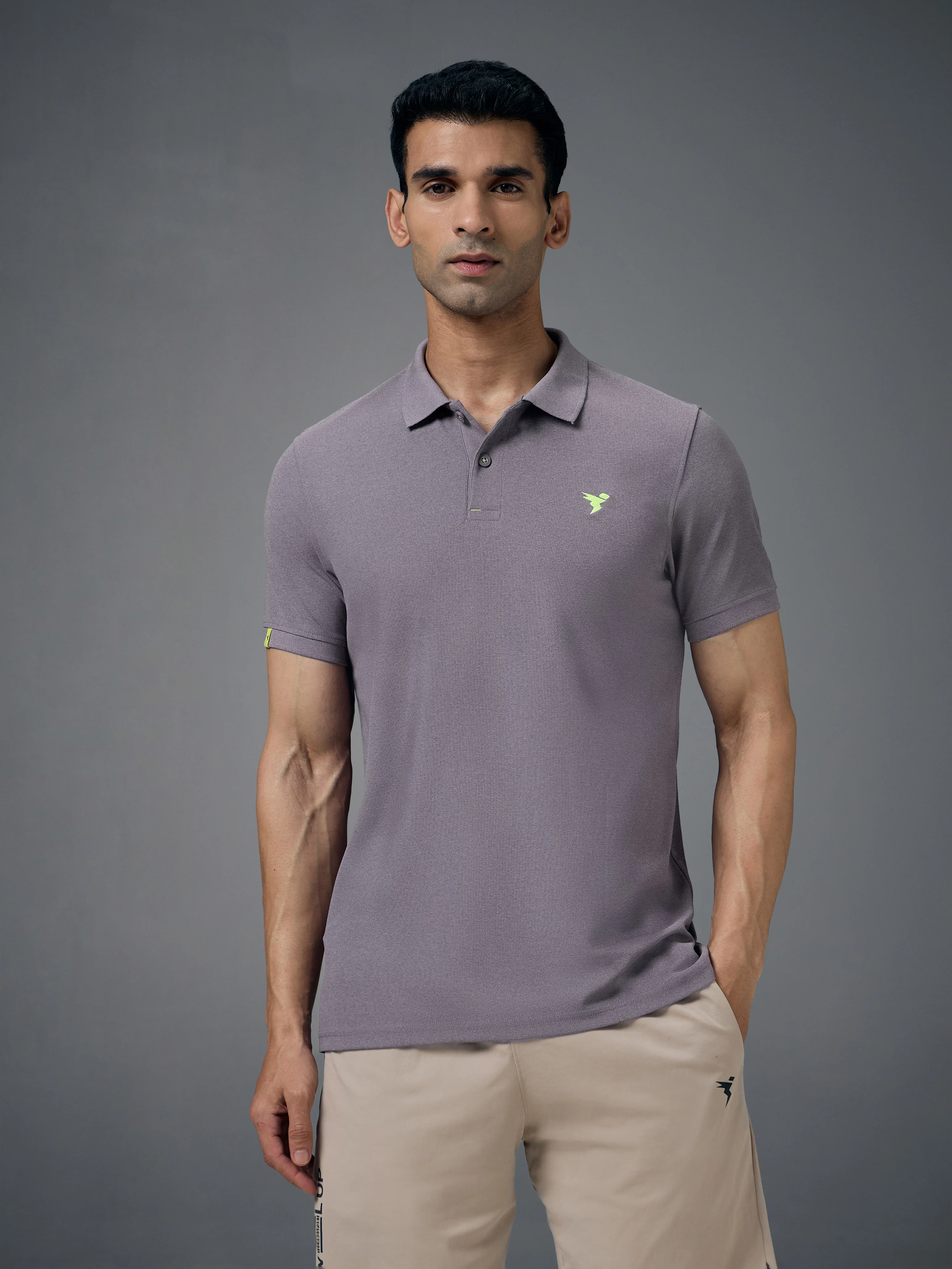 Men Solid Slim Fit Polo T-shirt with MATPIQ - Image 2