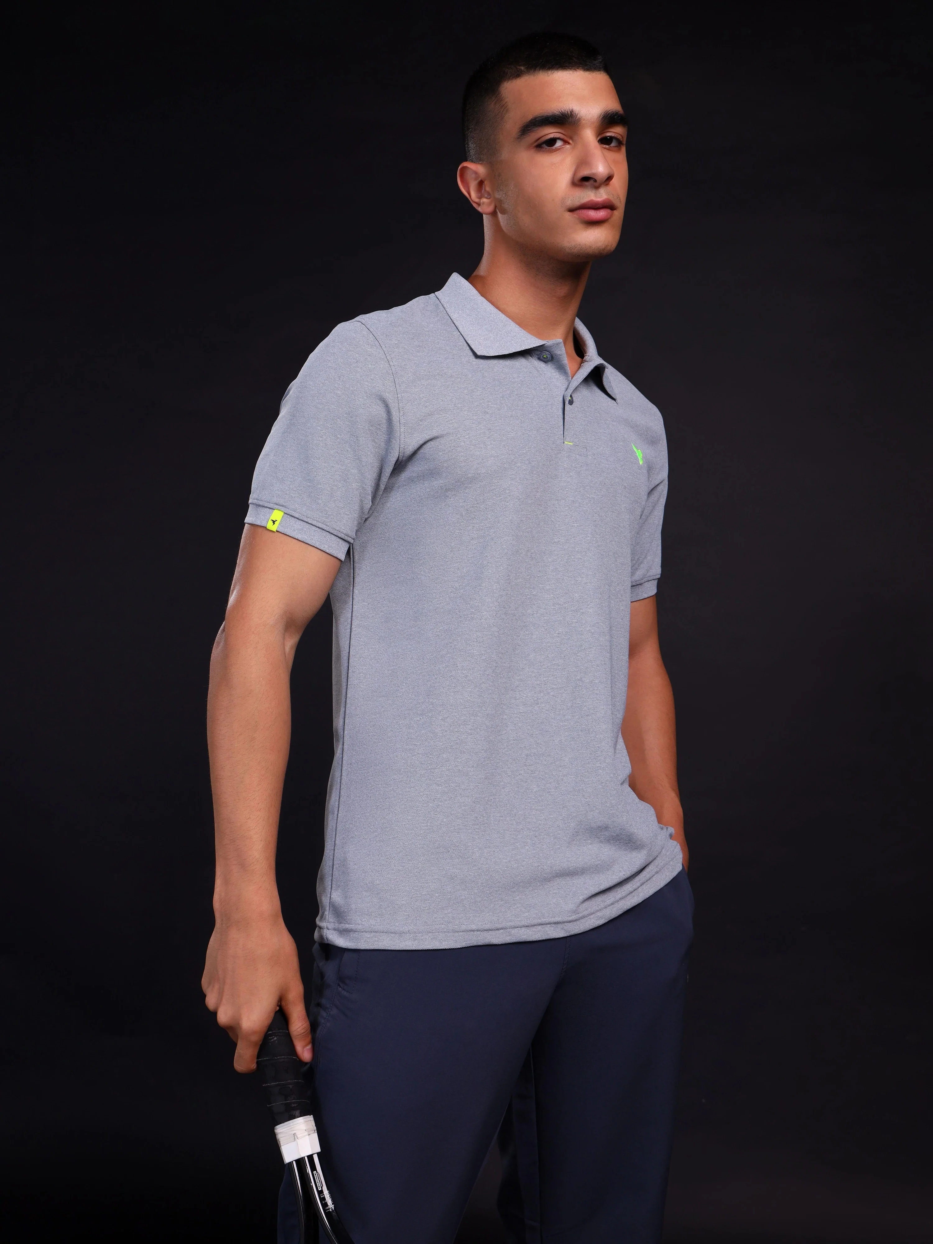 Men Solid Slim Fit Polo T-shirt with MATPIQ
