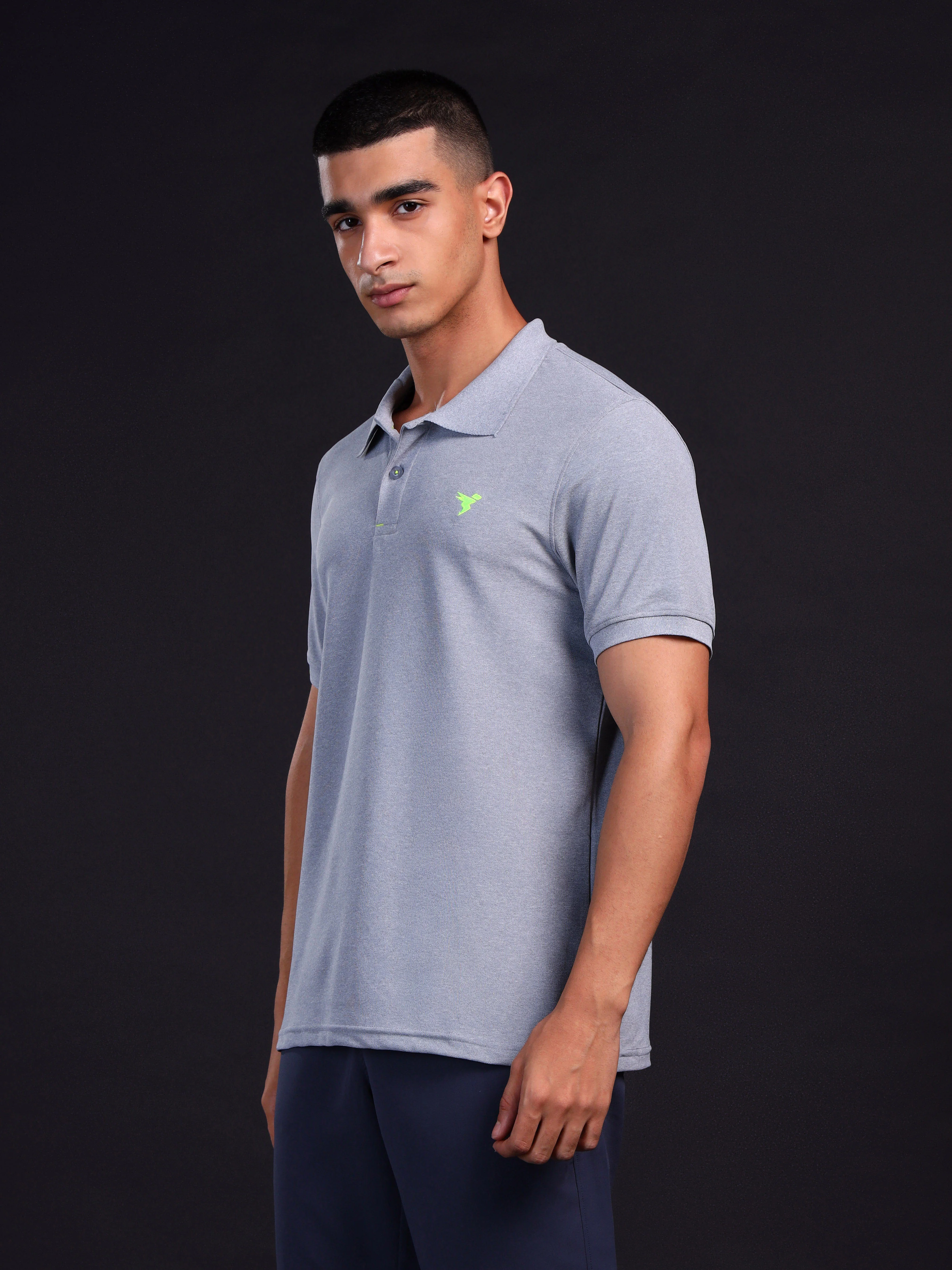 Men Solid Slim Fit Polo T-shirt with MATPIQ - Image 2