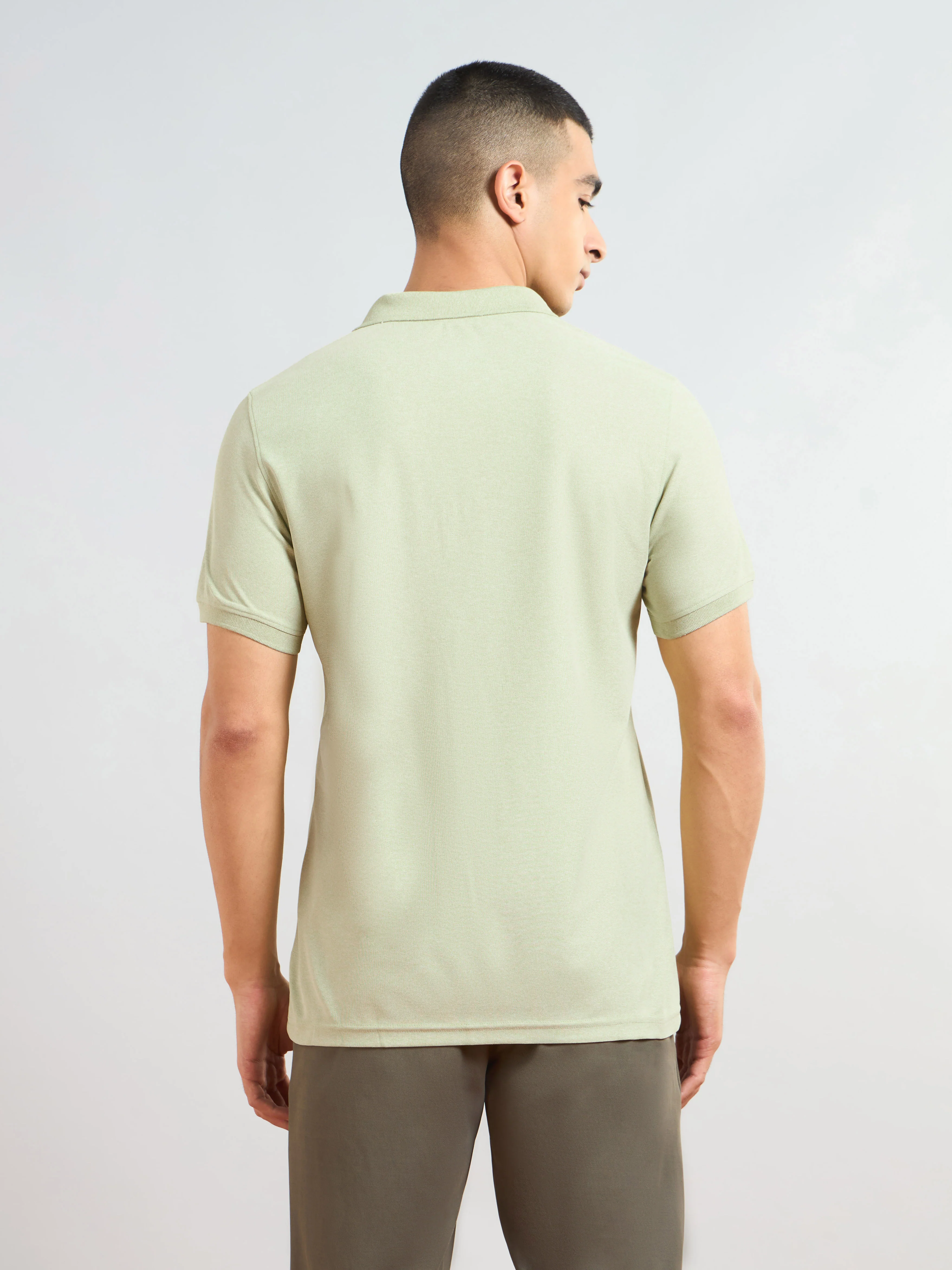 Men Solid Slim Fit Polo T-shirt with MATPIQ - Image 2