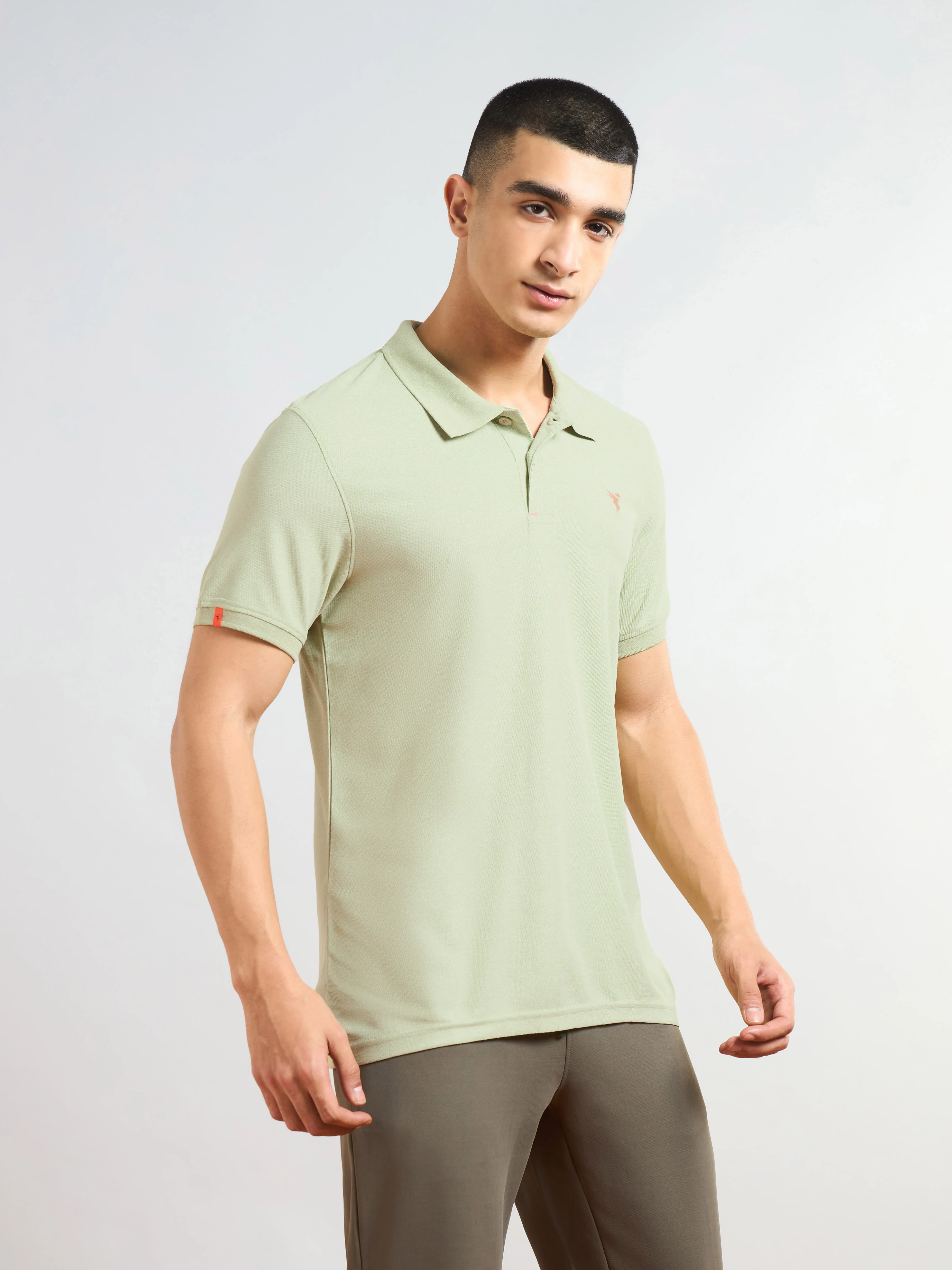 Men Solid Slim Fit Polo T-shirt with MATPIQ - Image 3
