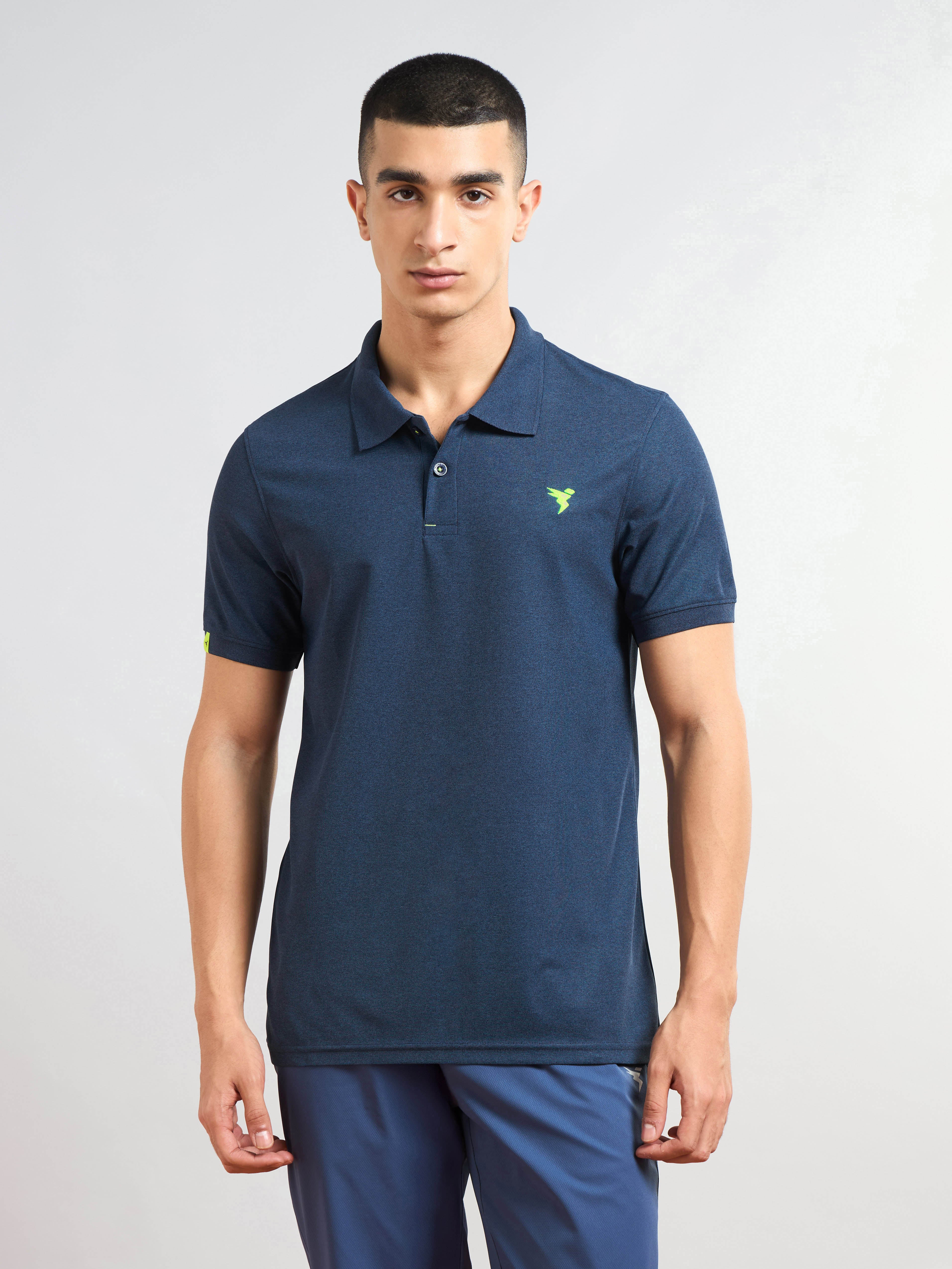 Men Solid Slim Fit Polo T-shirt with MATPIQ - Image 2