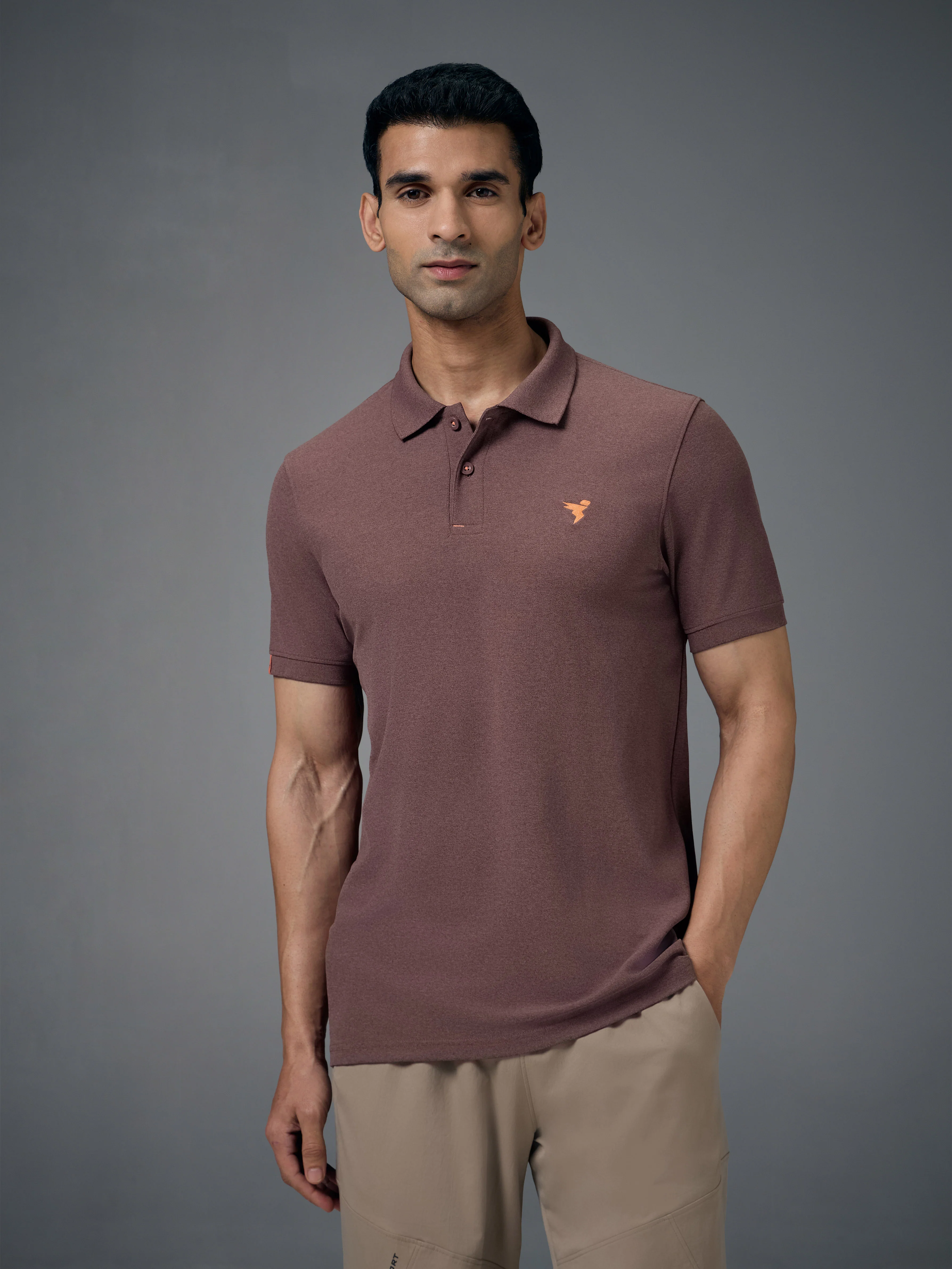 Men Solid Slim Fit Polo T-shirt with MATPIQ - Image 2