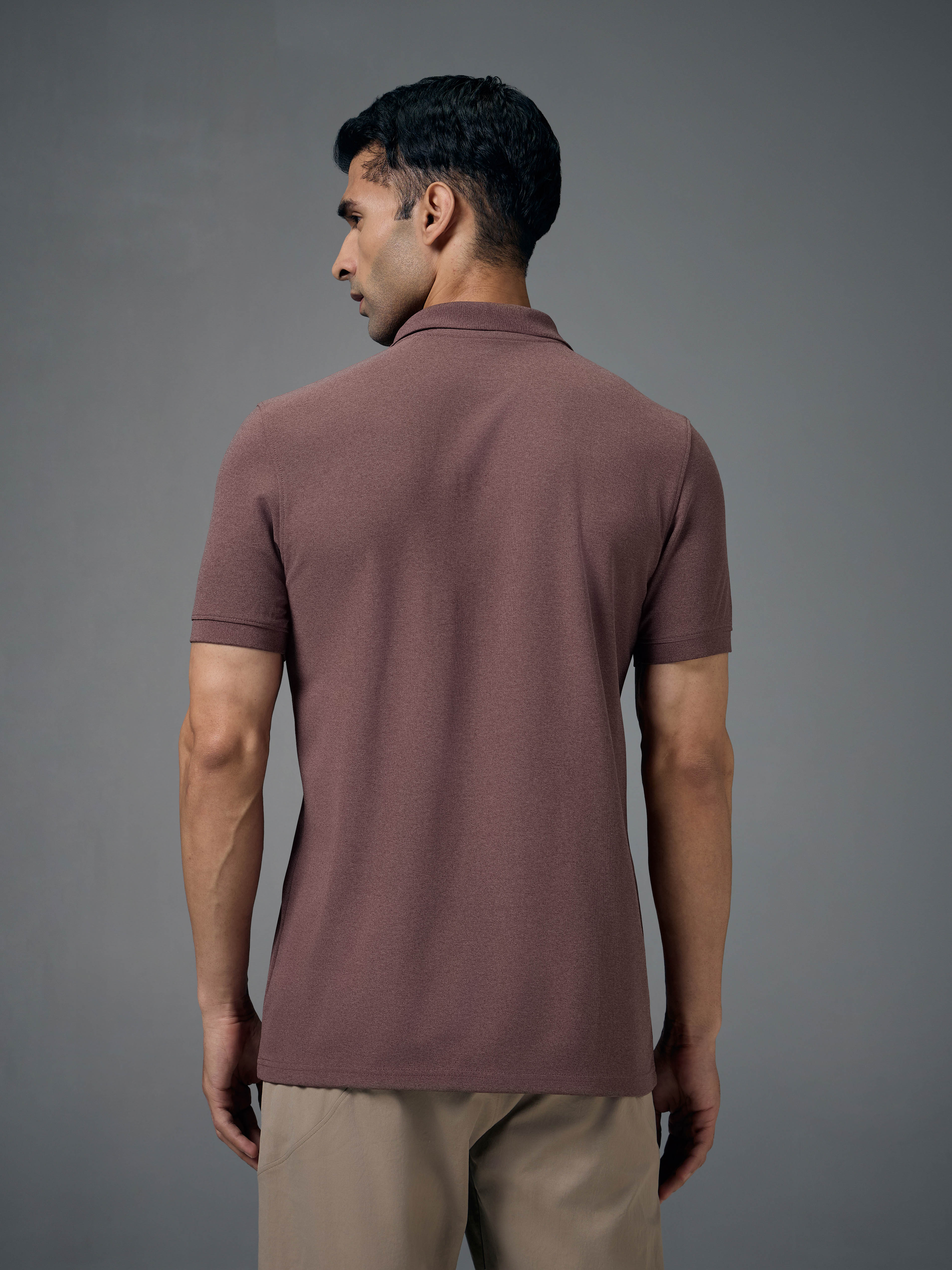 Men Solid Slim Fit Polo T-shirt with MATPIQ - Image 3