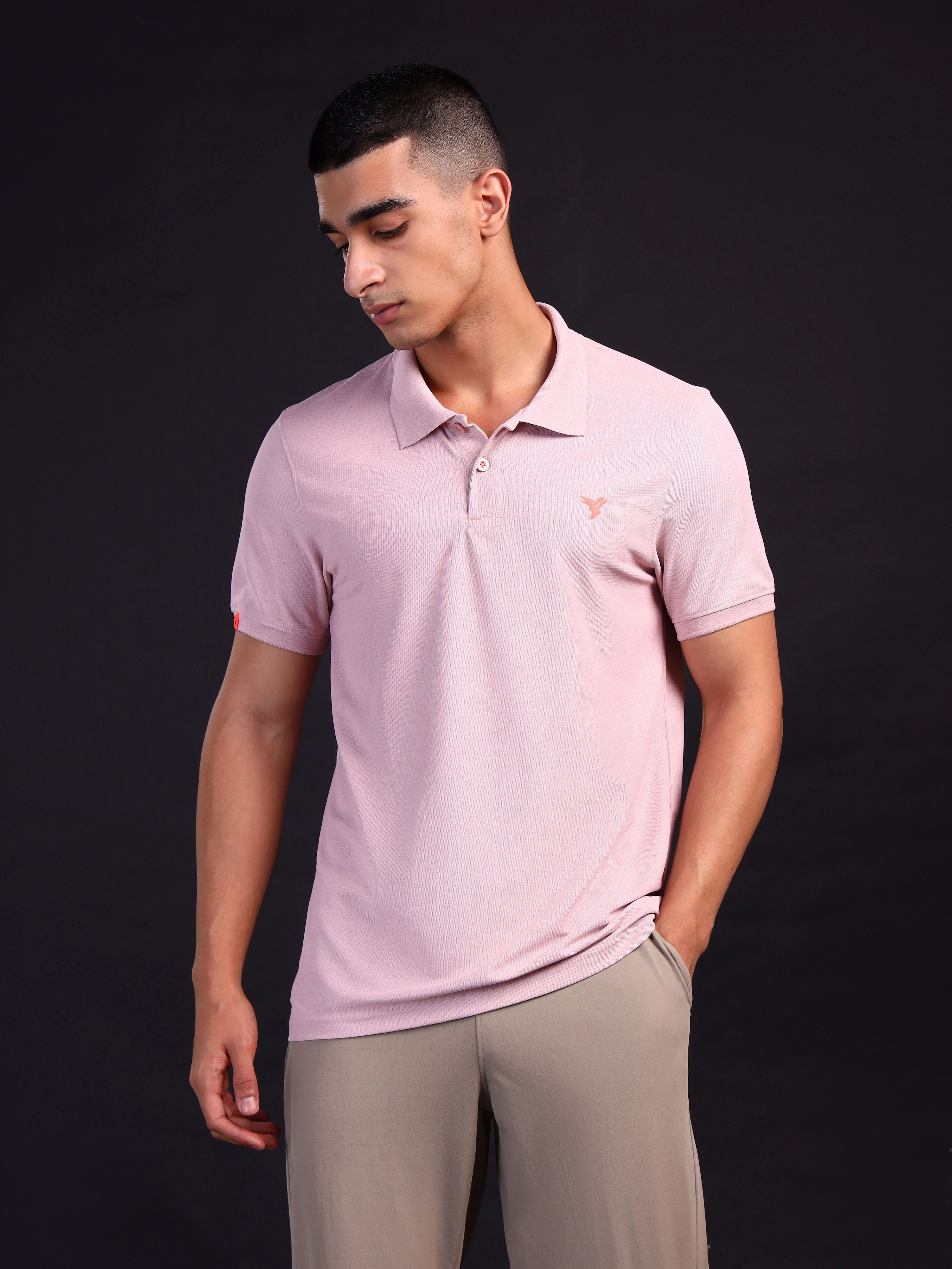Men Solid Slim Fit Polo T-shirt with MATPIQ