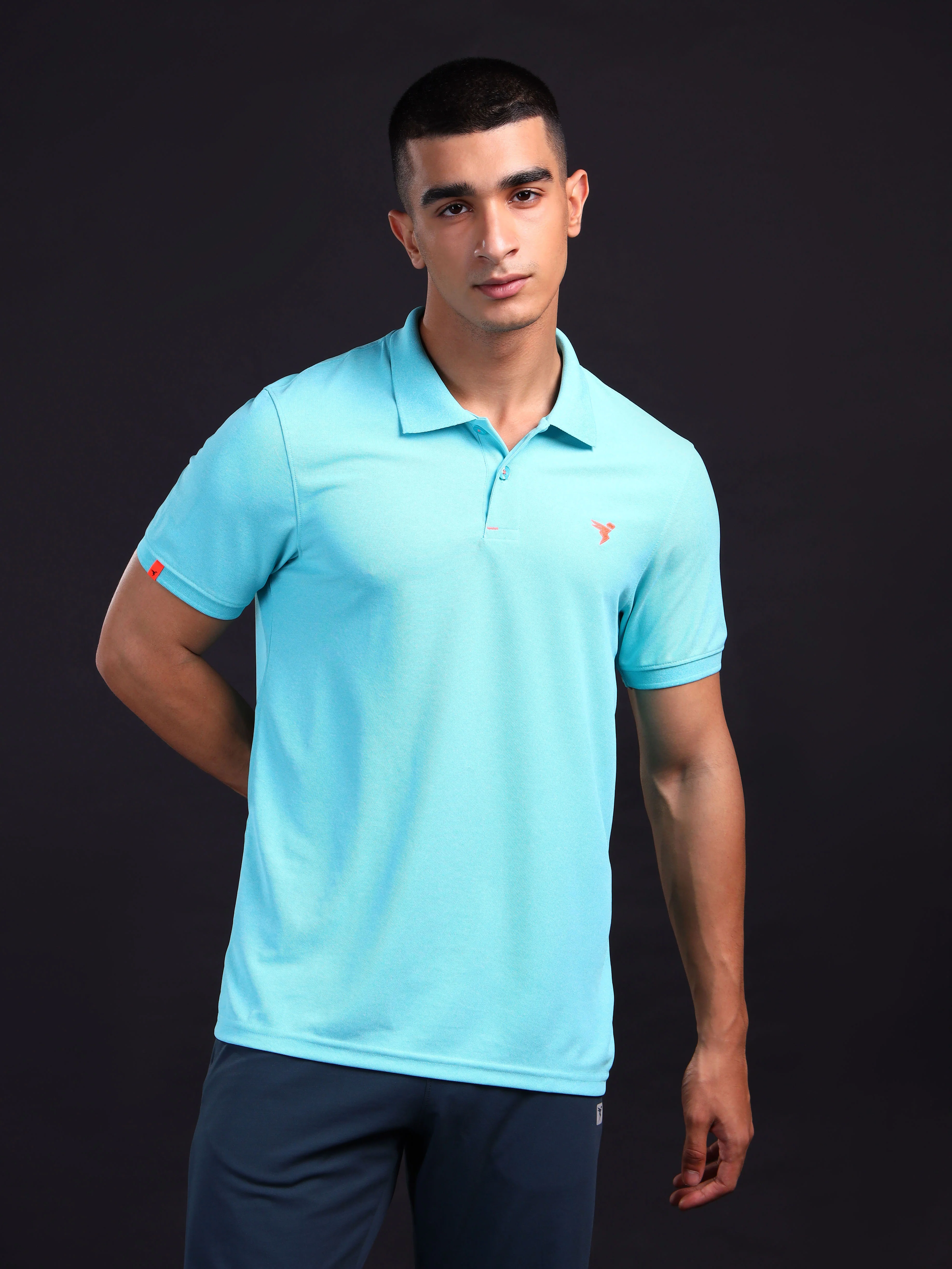Men Solid Slim Fit Polo T-shirt with MATPIQ - Image 2